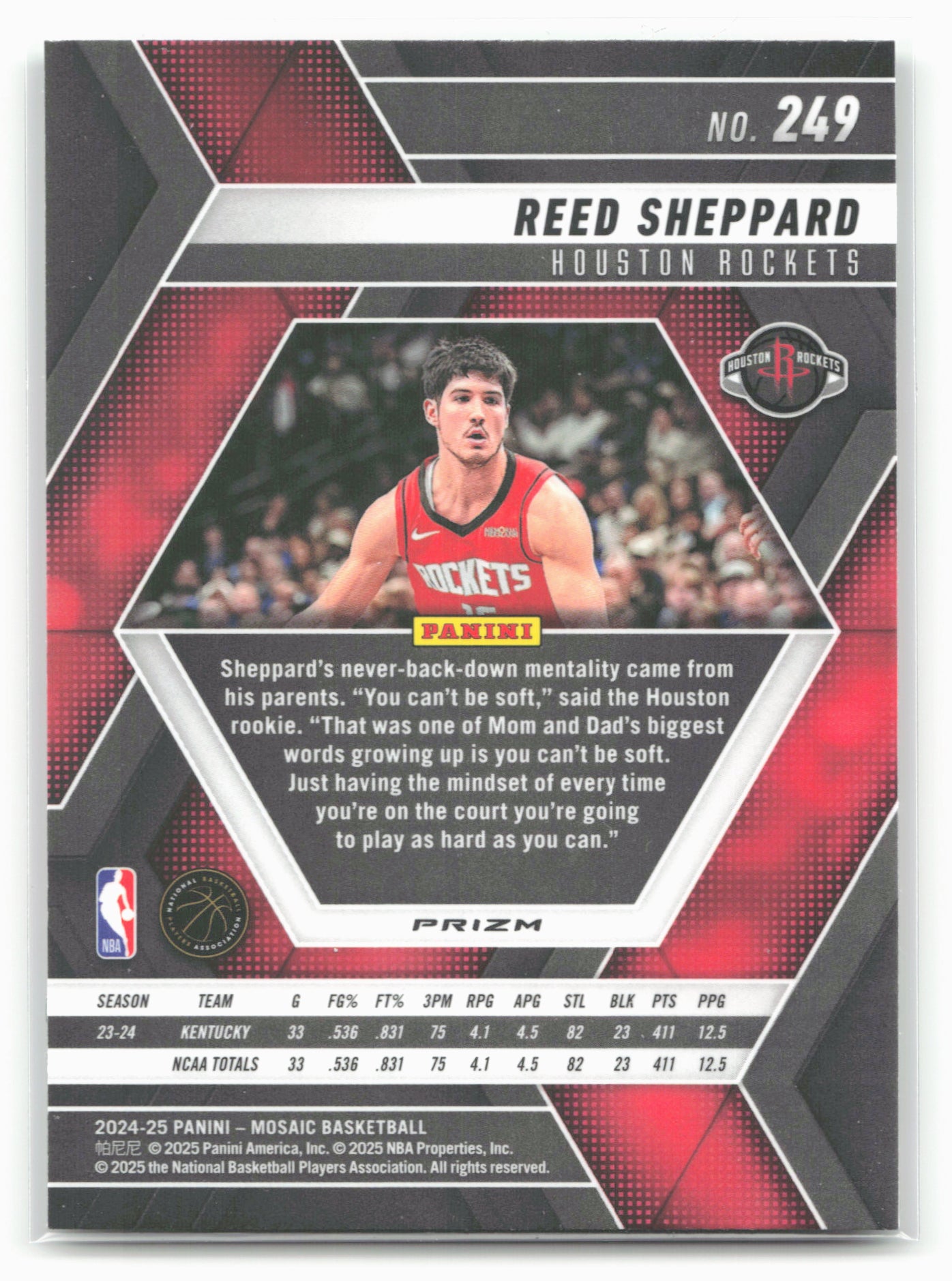 2024-25 Panini Mosaic #249 Reed Sheppard Choice Red and Green Mosaic
