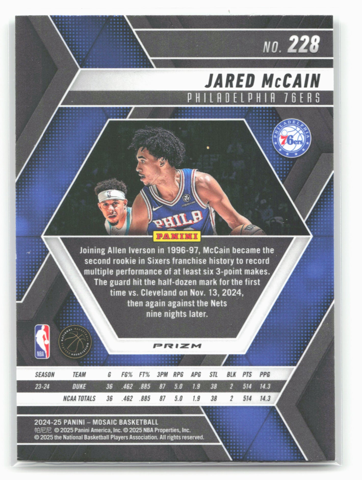 2024-25 Panini Mosaic #228 Jared McCain Choice Red and Green Mosaic