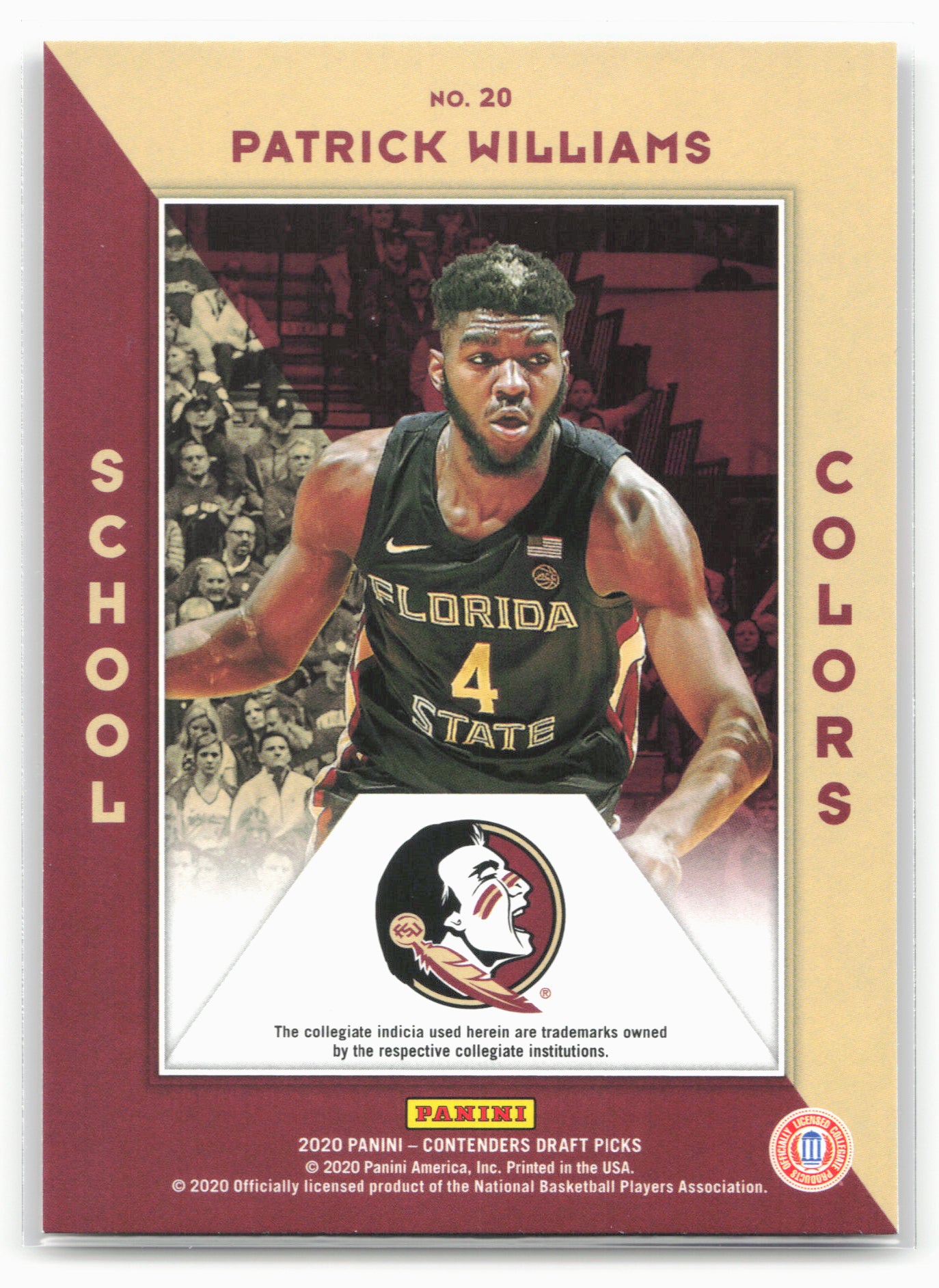 2020 Panini Contenders Draft Picks #20 Patrick Williams School Colors 20571