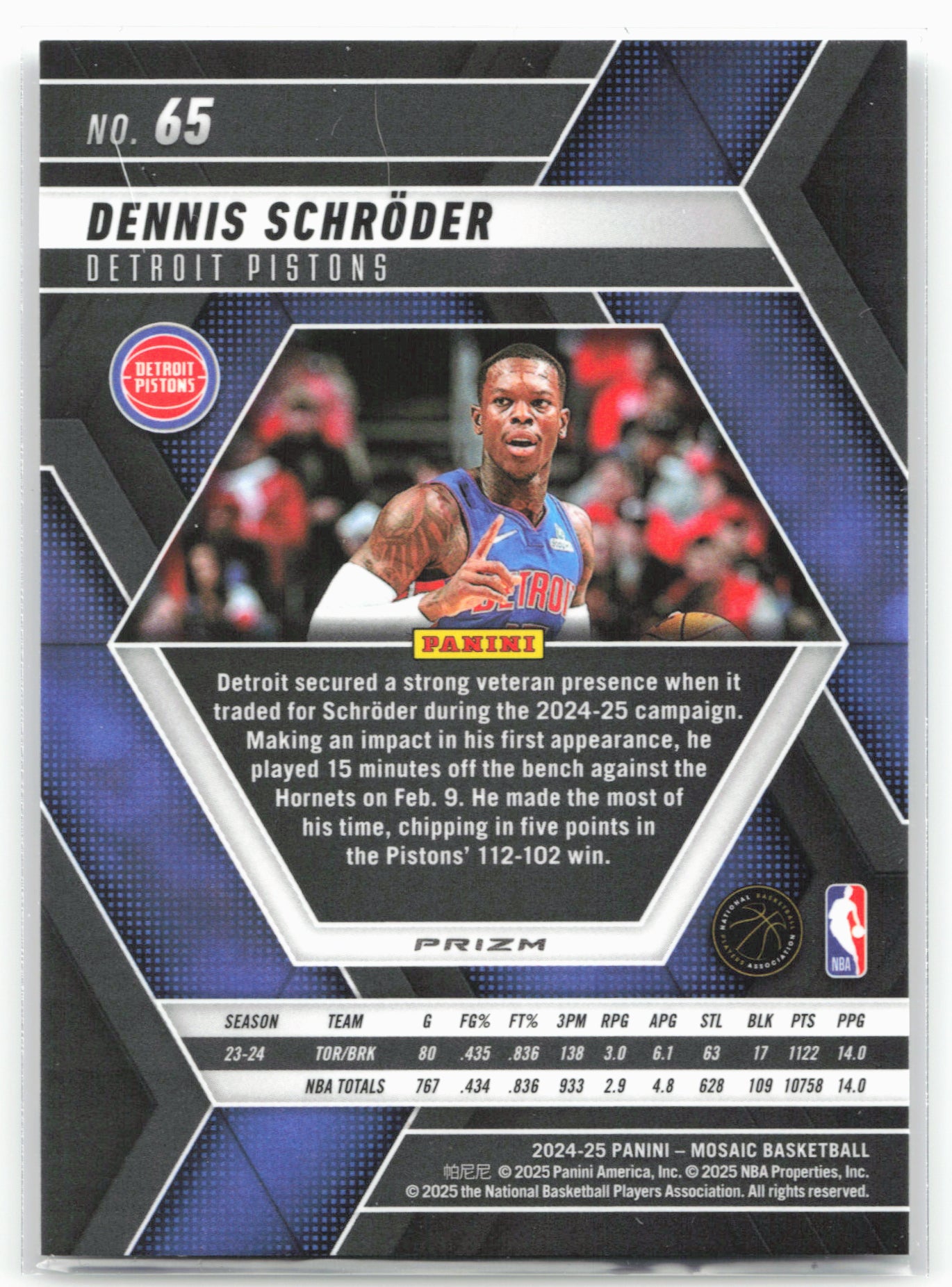 2024-25 Panini Mosaic #65 Dennis Schroder Fast Break Silver Mosaic