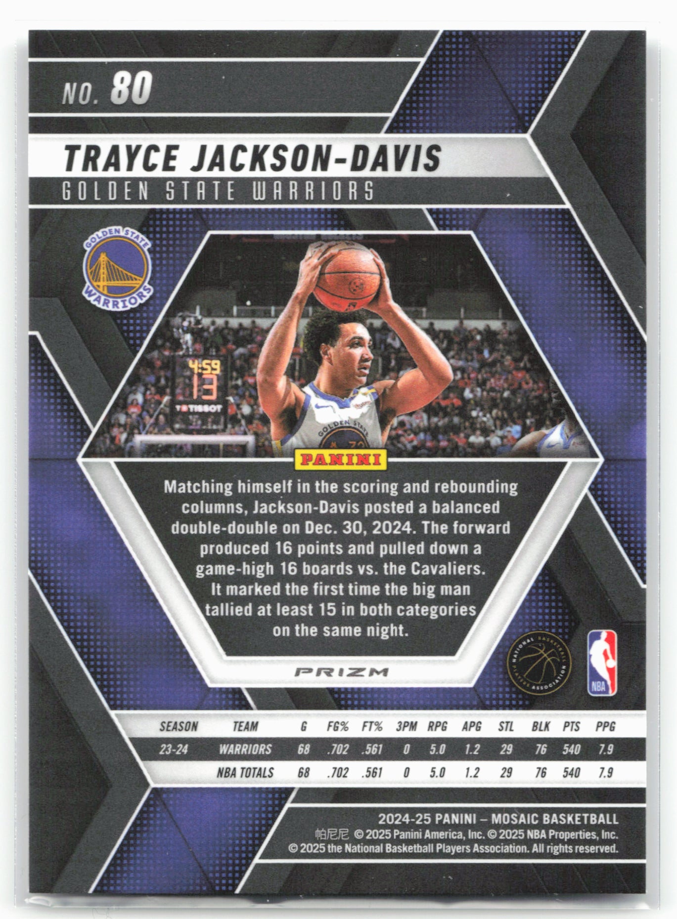 2024-25 Panini Mosaic #80 Trayce Jackson-Davis Fast Break Silver Mosaic