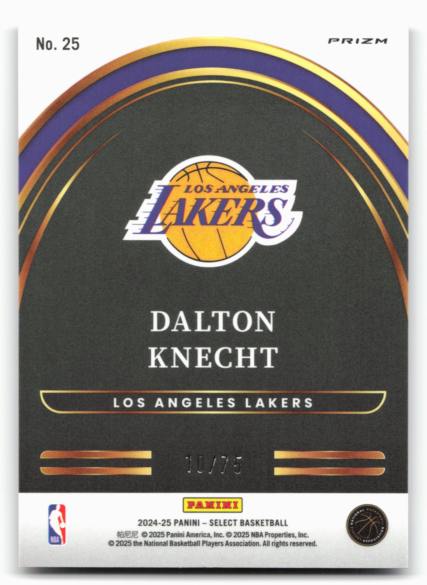 2024-25 Panini Select #25 Dalton Knecht Select Future Blue Prizms #/75