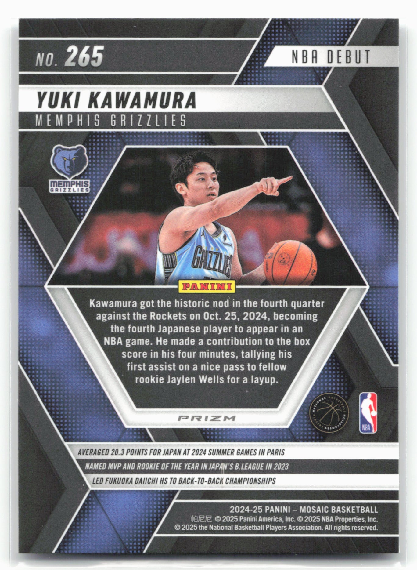 2024-25 Panini Mosaic #265 Yuki Kawamura Fast Break Silver Mosaic