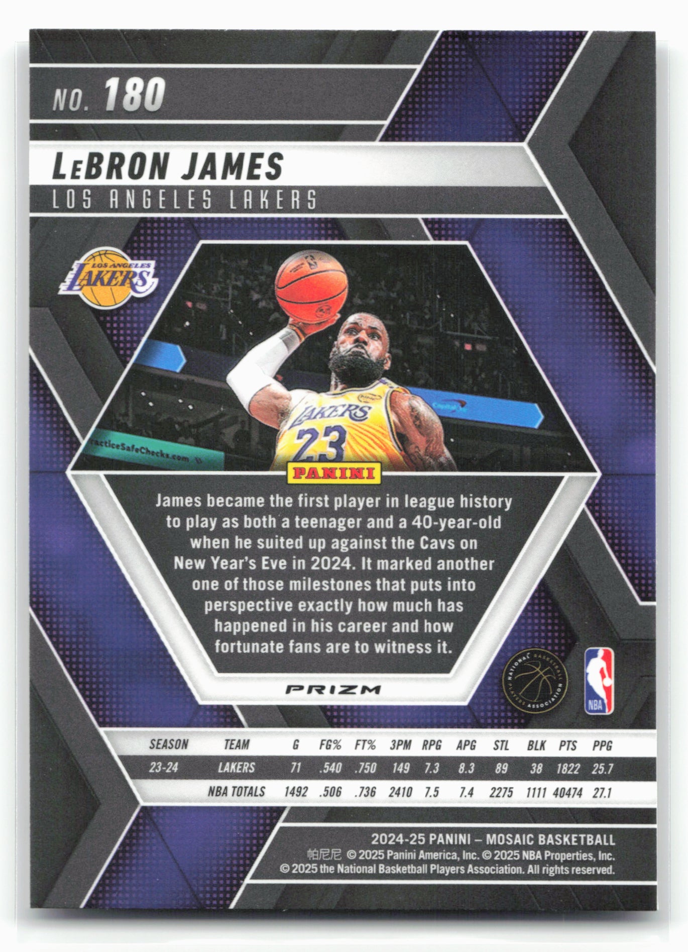 2024-25 Panini Mosaic #180 LeBron James Fast Break Silver Mosaic