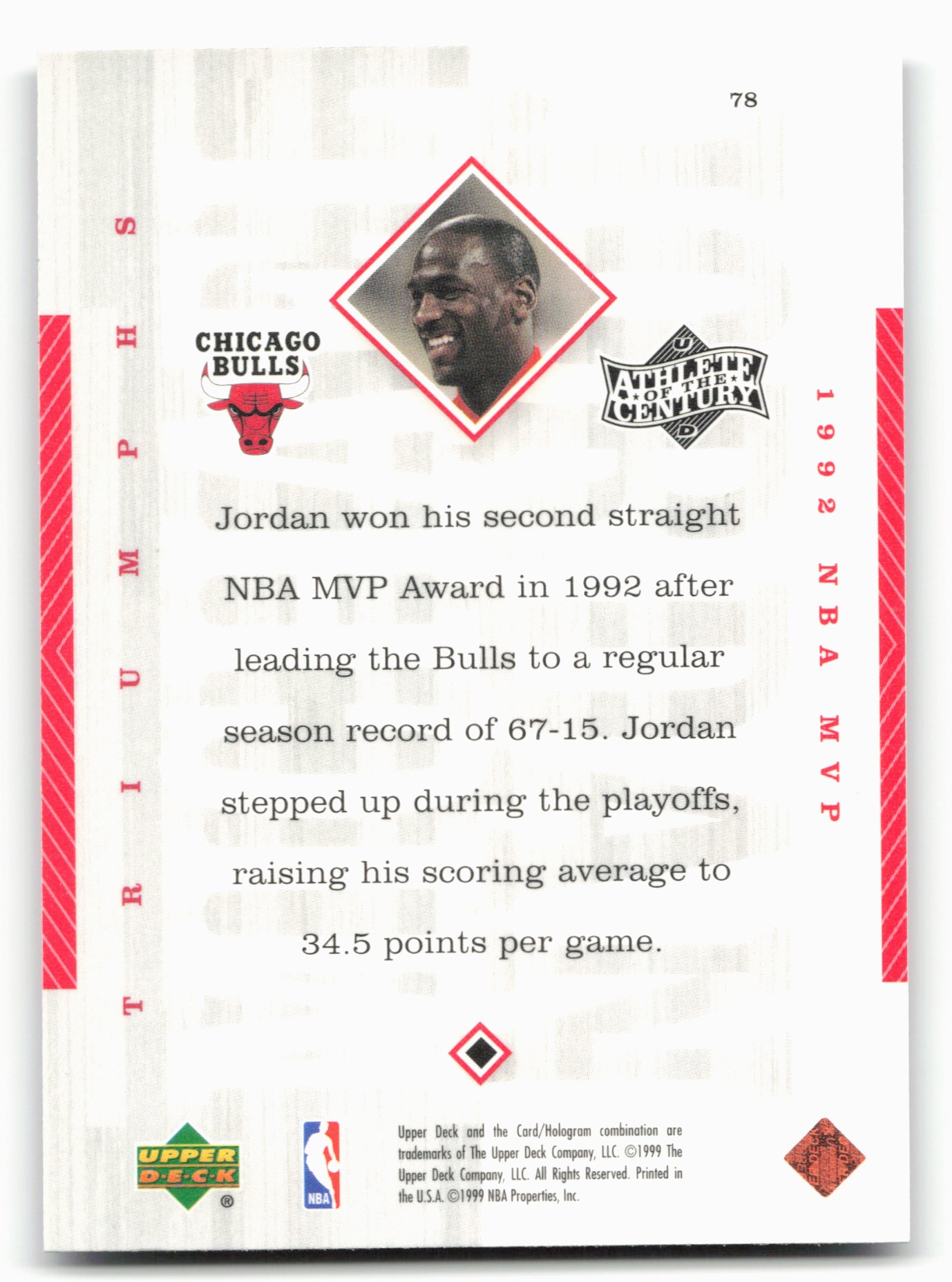 1999 Upper Deck Michael Jordan Athlete of the Century #78 Michael Jordan