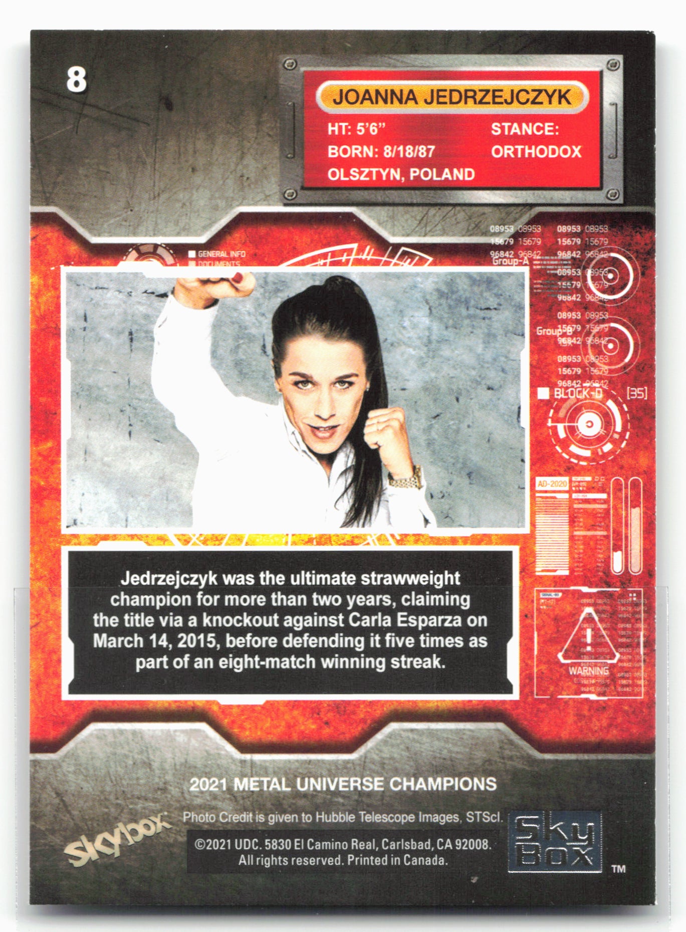 2021 SkyBox Metal Universe Champions #8 Joanna Jedrzejczyk