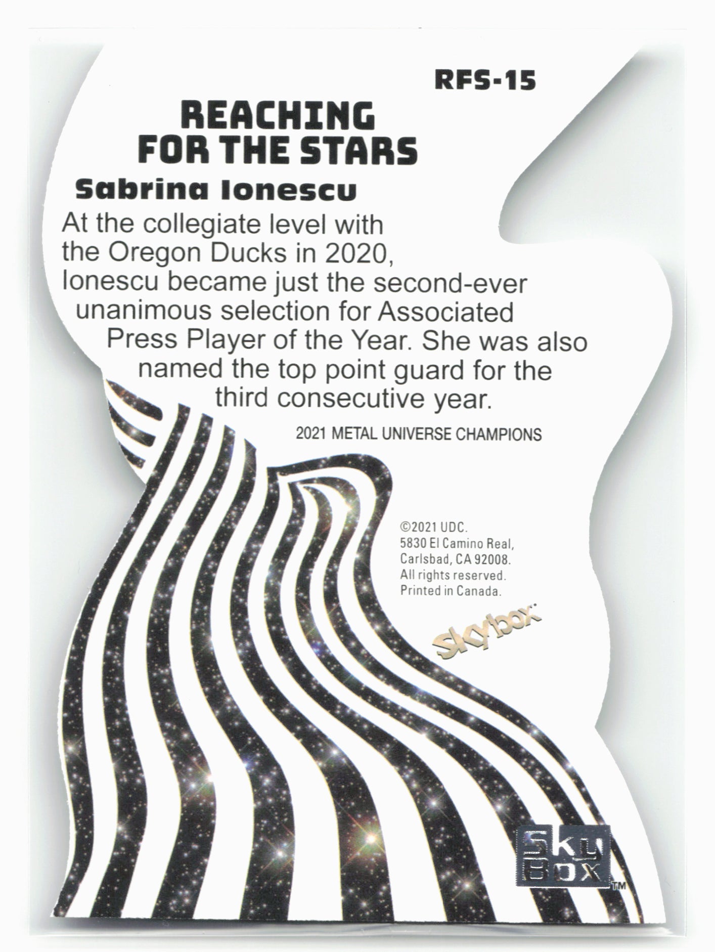 2021 SkyBox Metal Universe #RFS-15 Sabrina Ionescu Reaching for the Stars