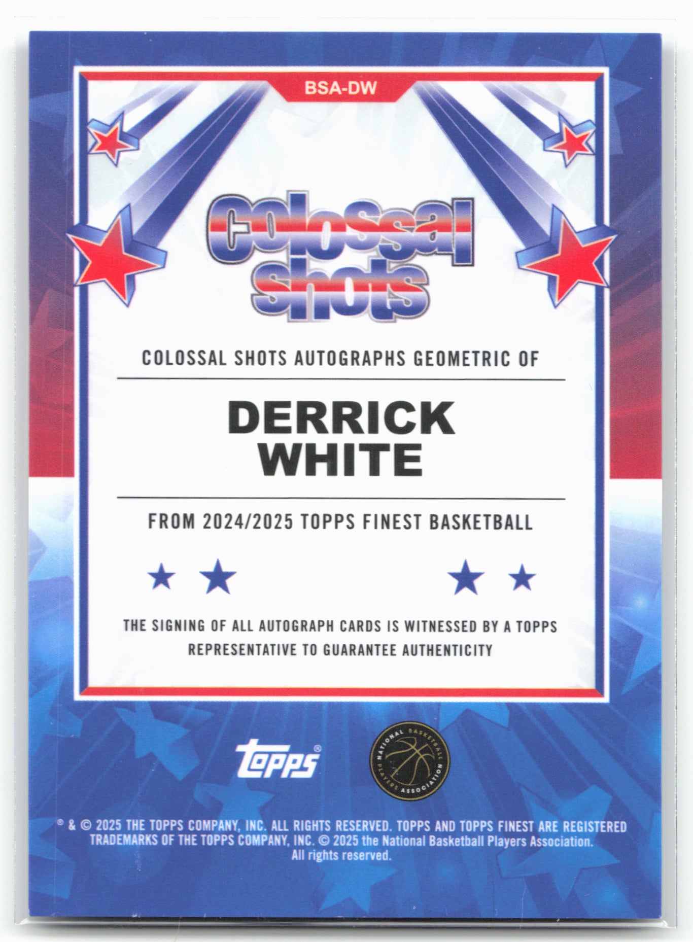 2024-25 Finest #BSA-DW Derrick White Colossal Autographs Green Refractor #/75