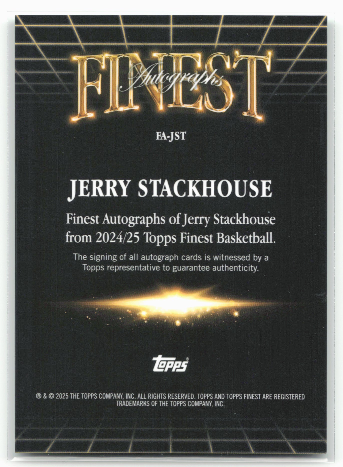 2024-25 Finest #FA-JST Jerry Stackhouse Auto Green Geometric Refractor #/75