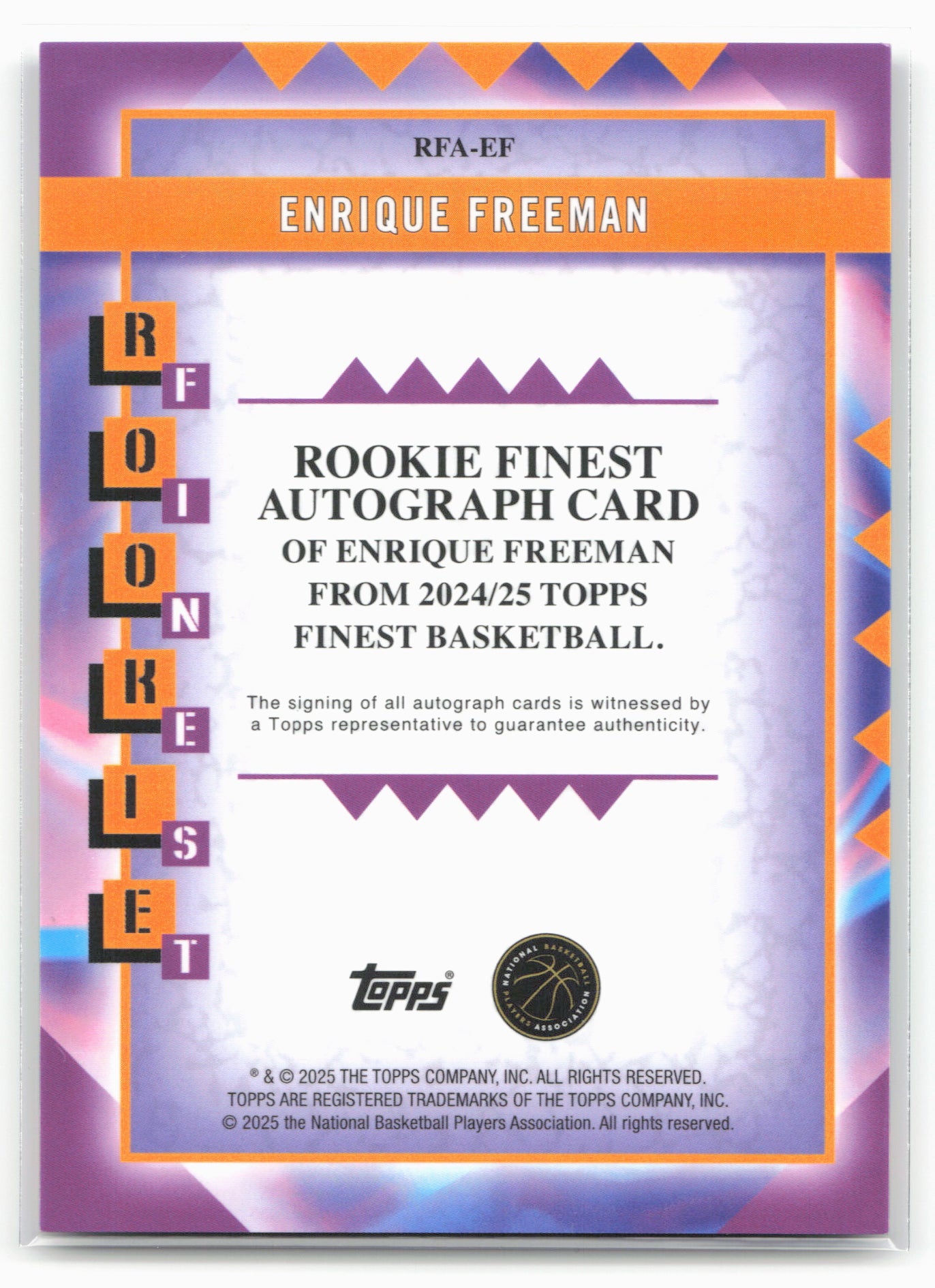 2024-25 Finest #RFA-EF Enrique Freeman Rookie Auto Green Geometric #/75