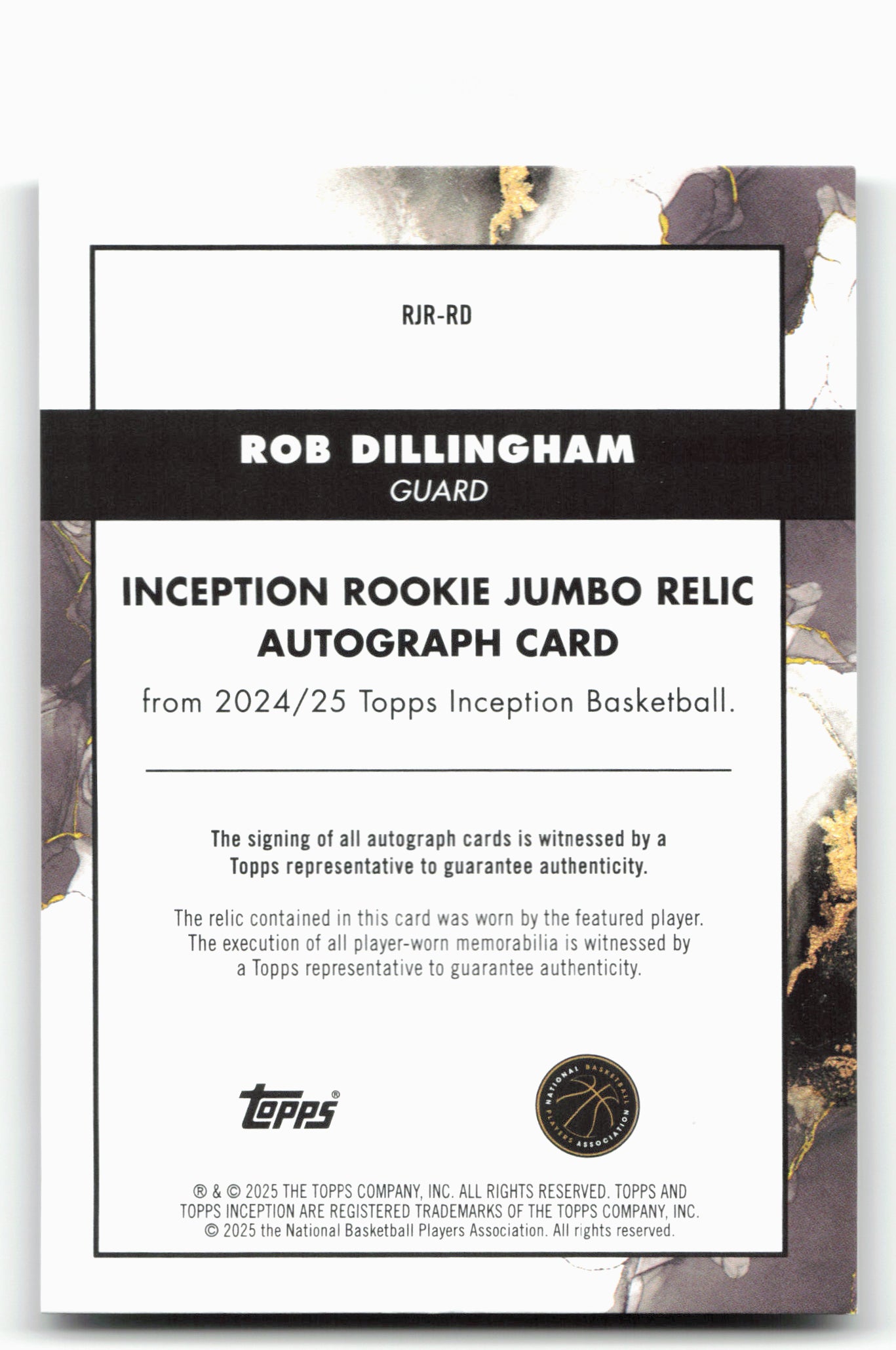 2024-25 Topps Inception #RJR-RD Rob Dillingham Jumbo Relic Gold /50