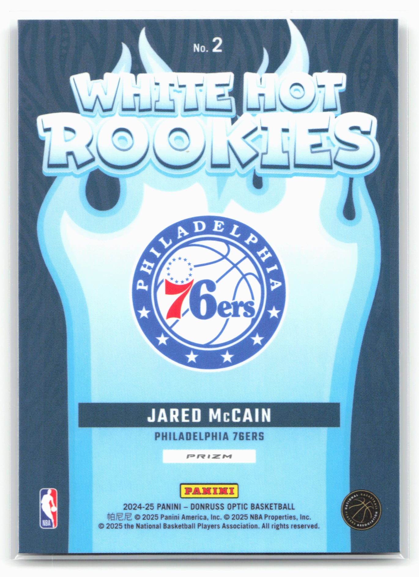 2024-25 Donruss Optic #2 Jared McCain White Hot Rookies Purple