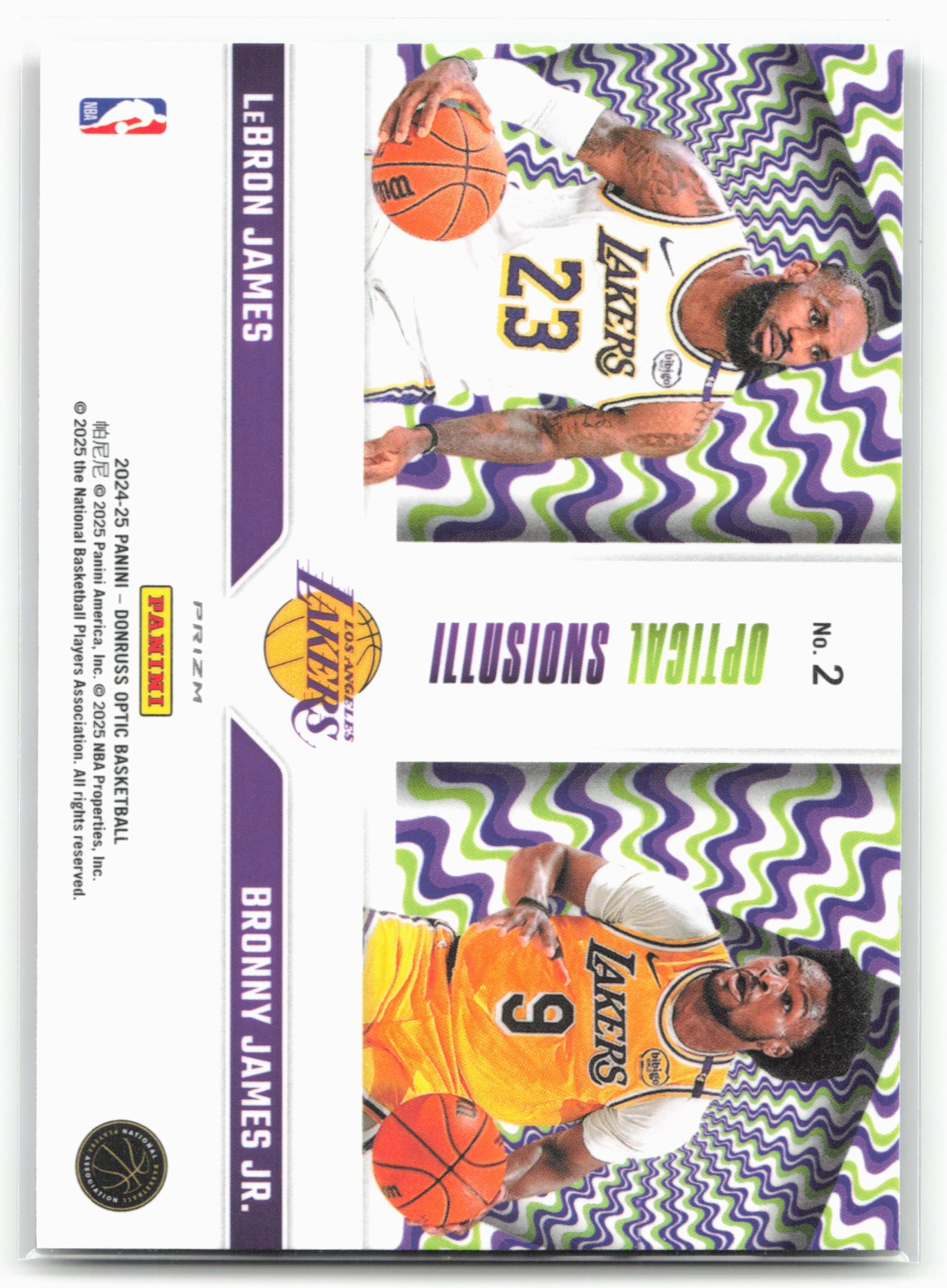 2024-25 Donruss Optic #2 Bronny James Jr./LeBron James Optical Illusions Holo