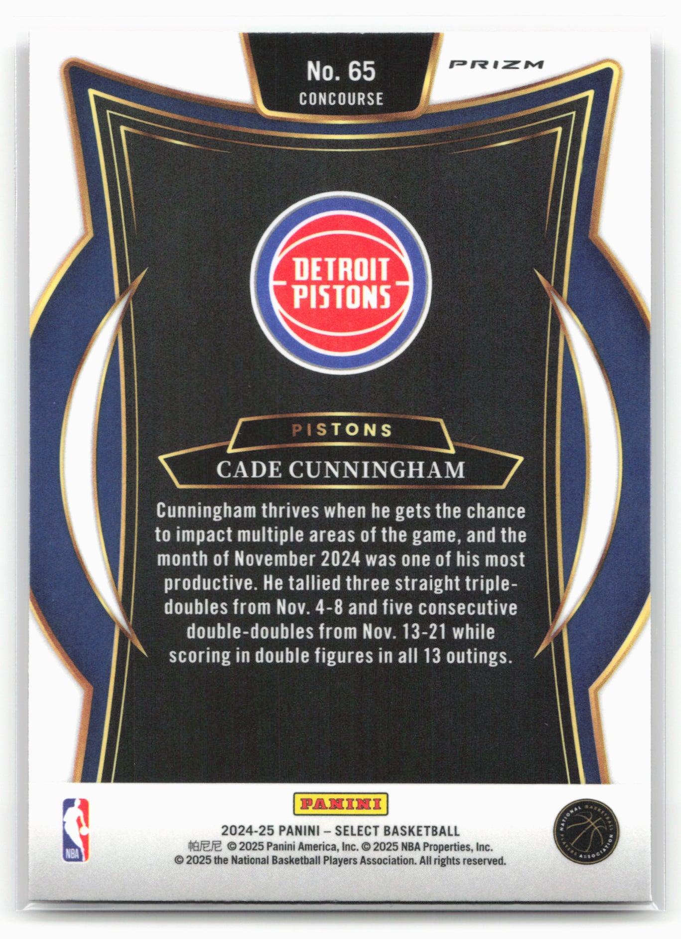 2024-25 Panini Select #65 Cade Cunningham Red Cracked Ice Prizm