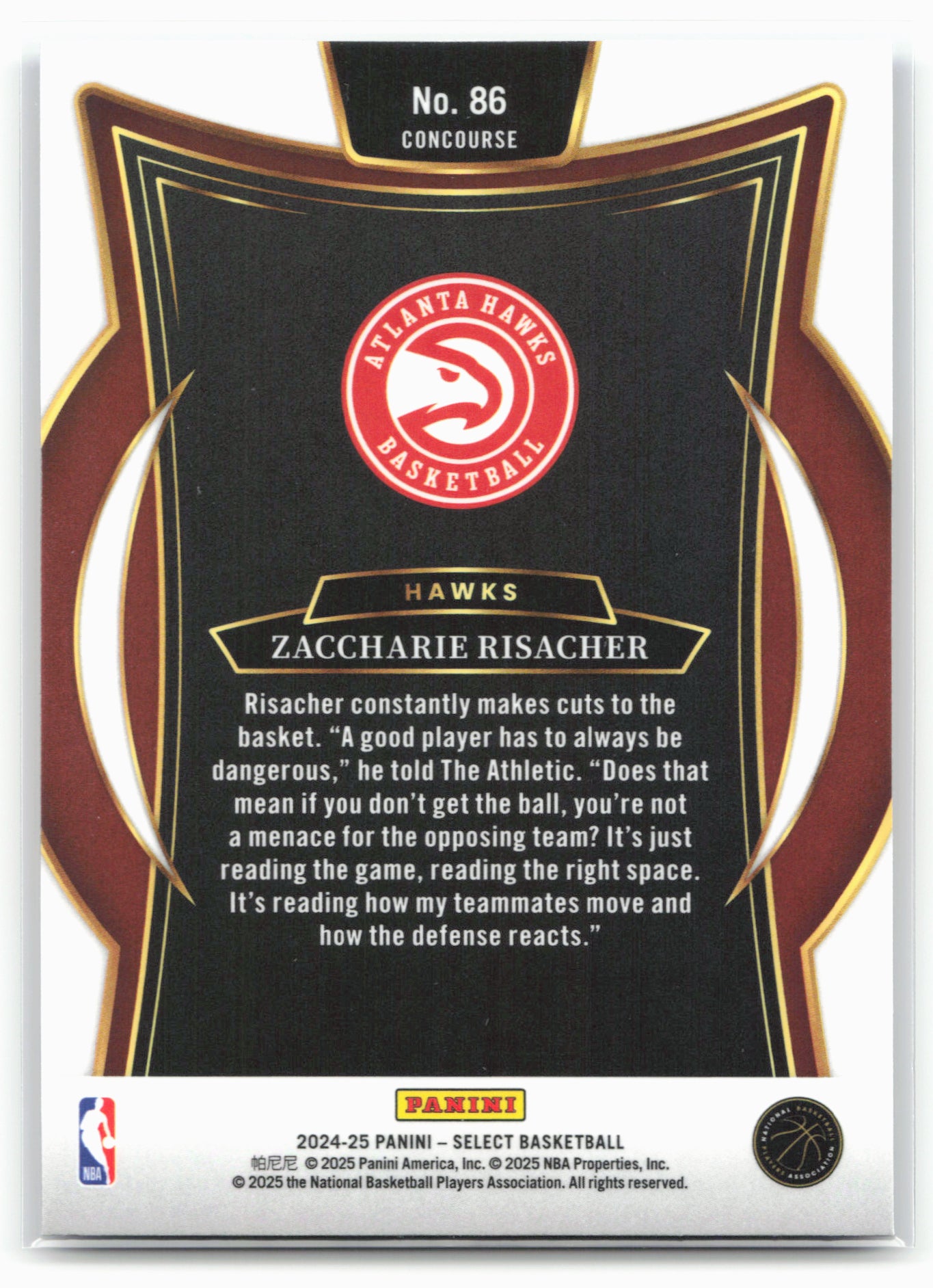 2024-25 Panini Select #86 Zaccharie Risacher Blue (Retail)