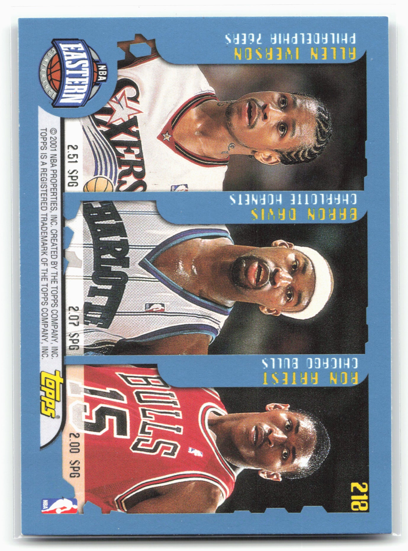 2001-02 Topps #218 Leaders (Blaylock/Christie/Kidd/Iverson/Davis/Artest)