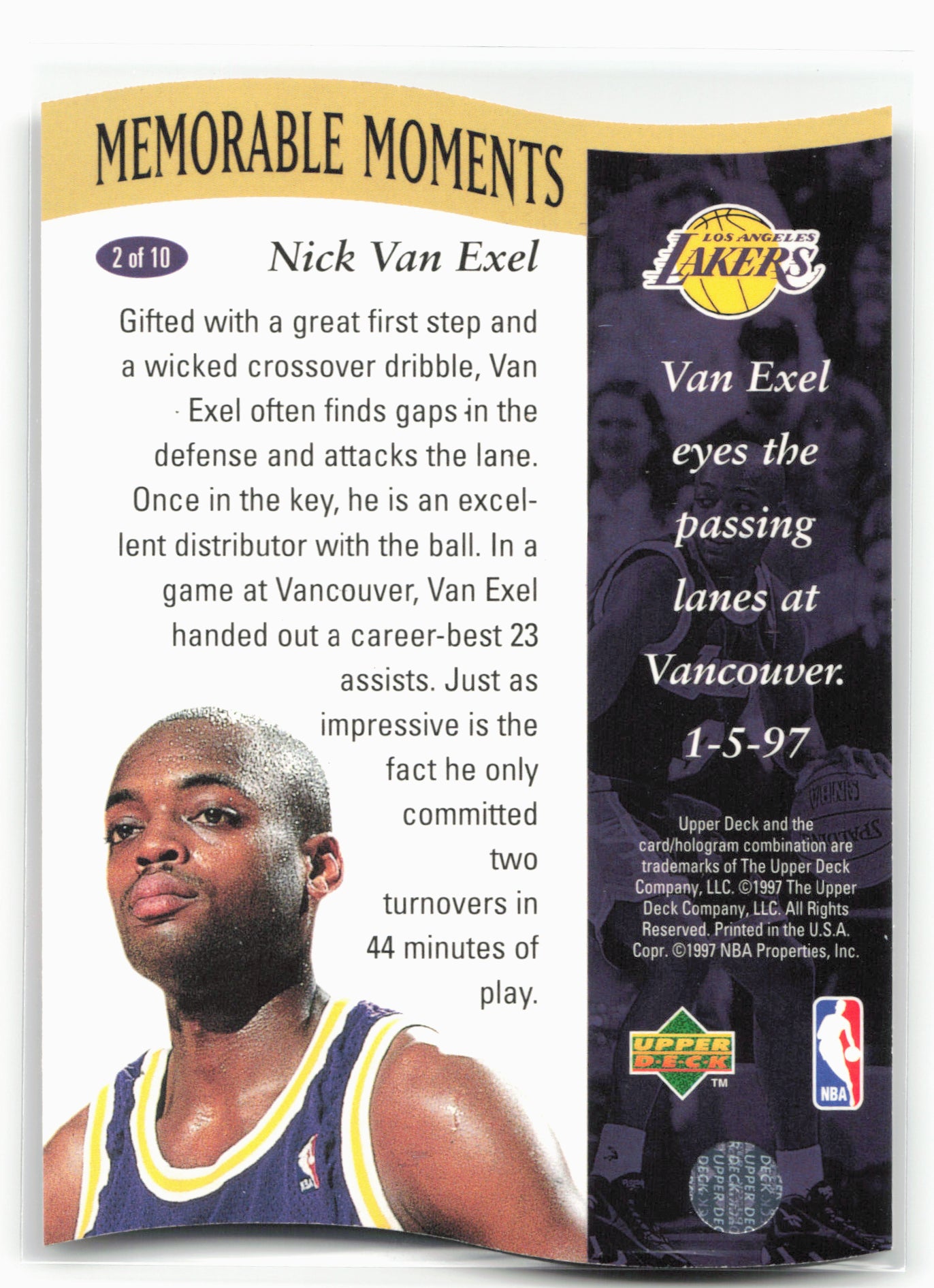 1996-97 Collector's Choice #2 Nick Van Exel Memorable Moments