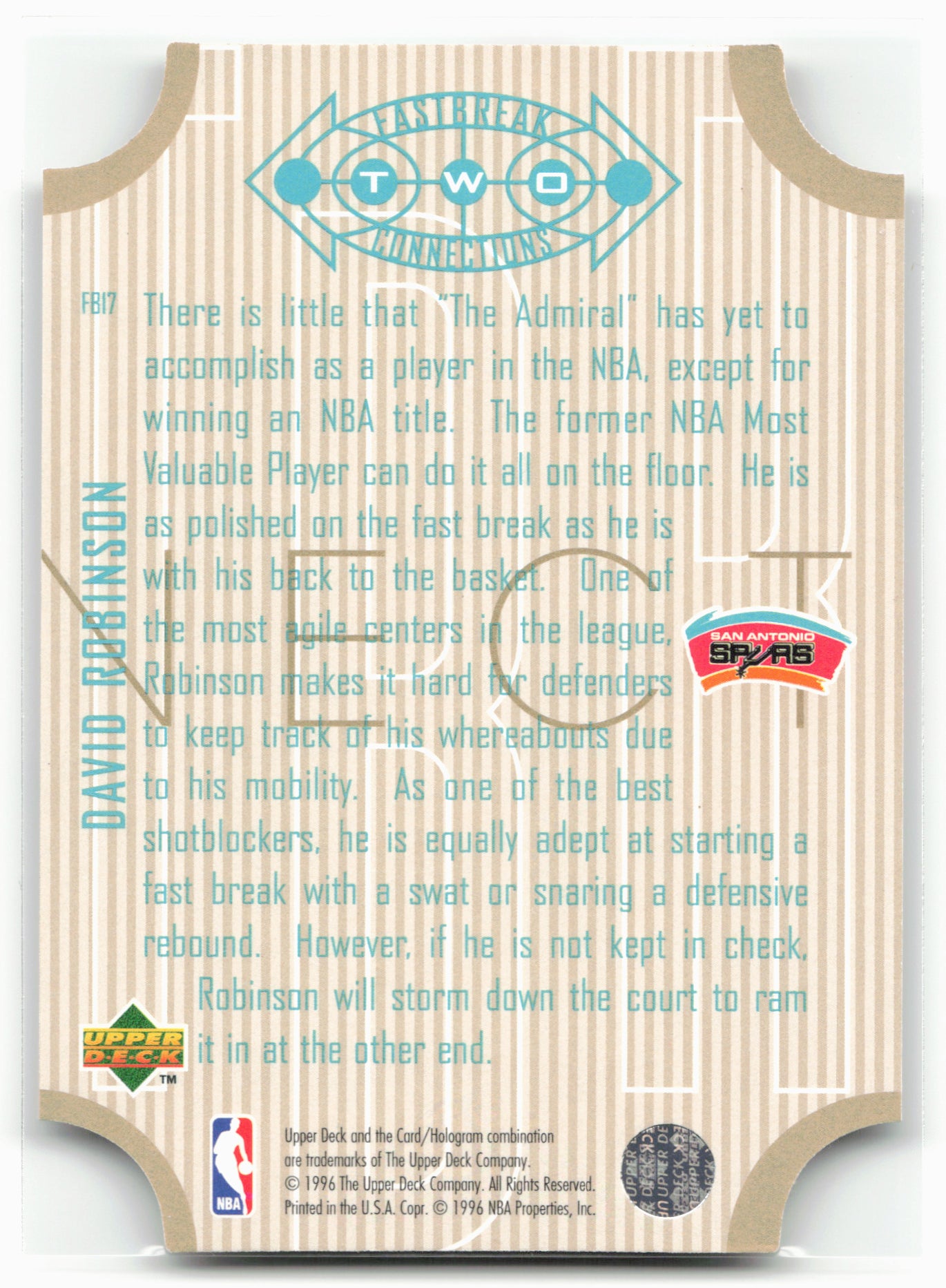 1996-97 Upper Deck #FB17 David Robinson Fast Break Connections