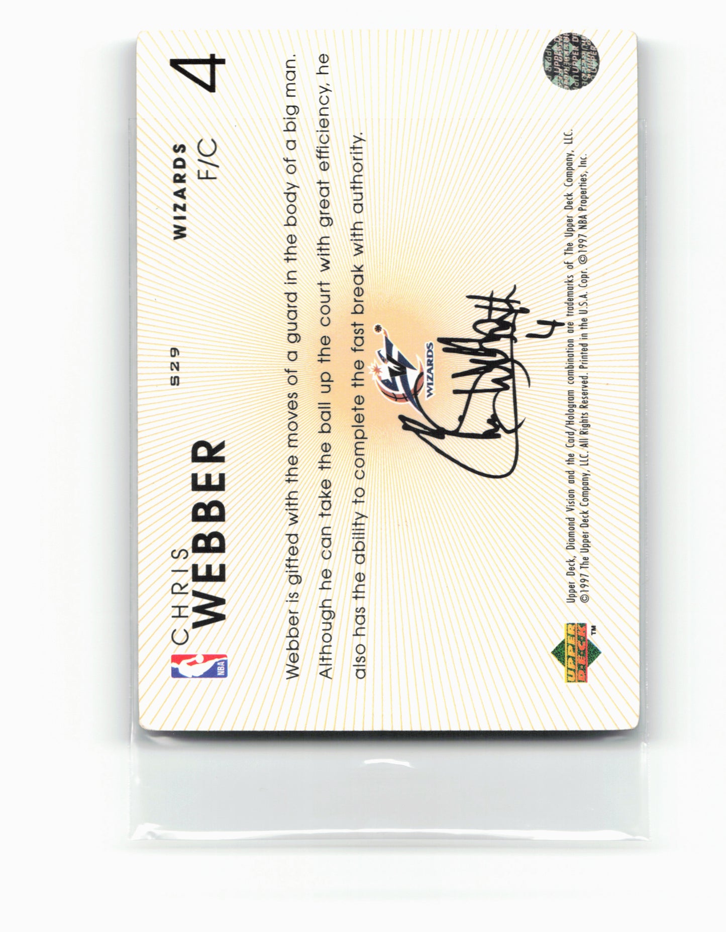 1997-98 Upper Deck Diamond Vision #S29 Chris Webber Signature Moves