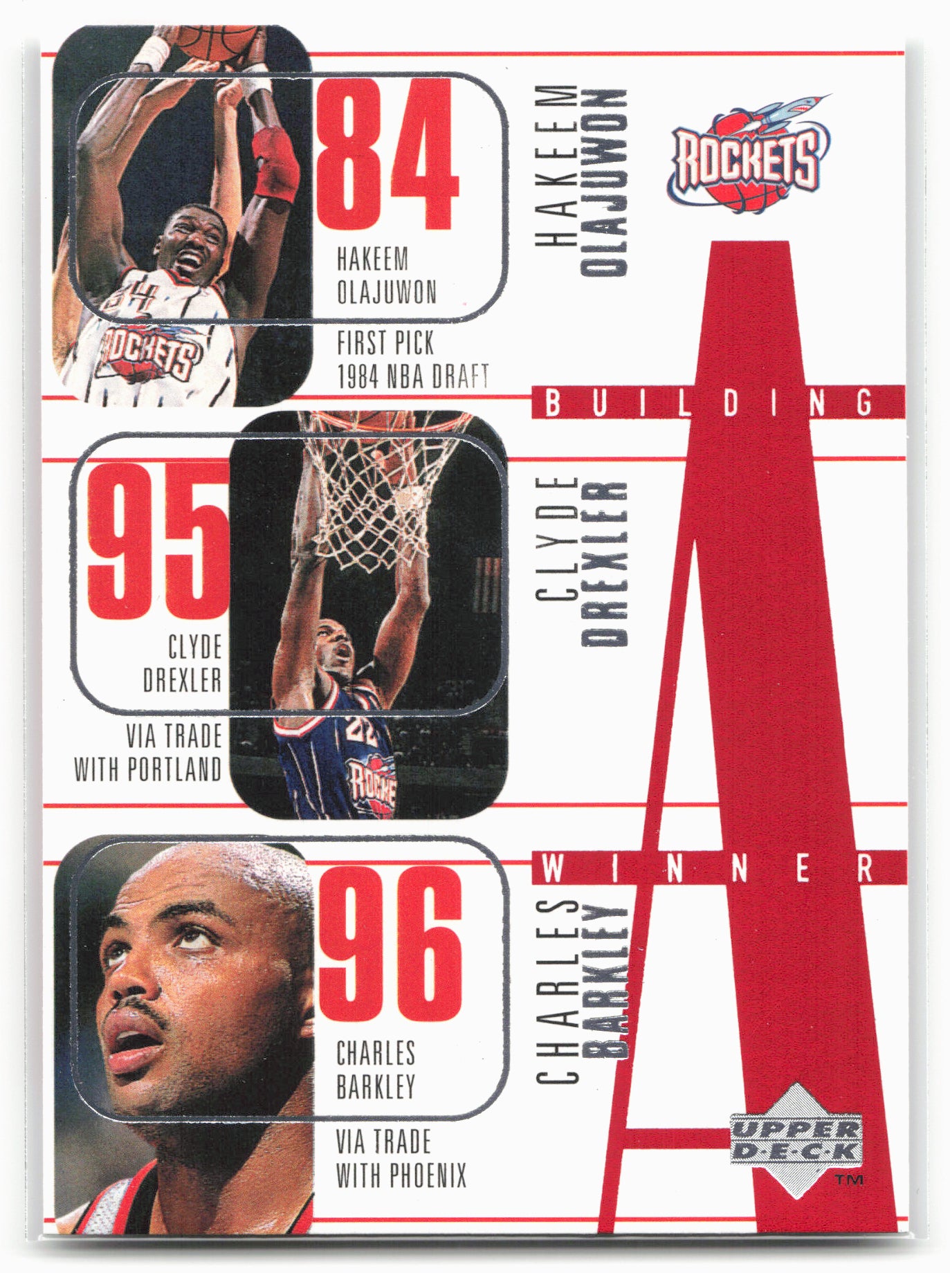 1996-97 Upper Deck #145 Hakeem Olajuwon / Clyde Drexler / Charles Barkley