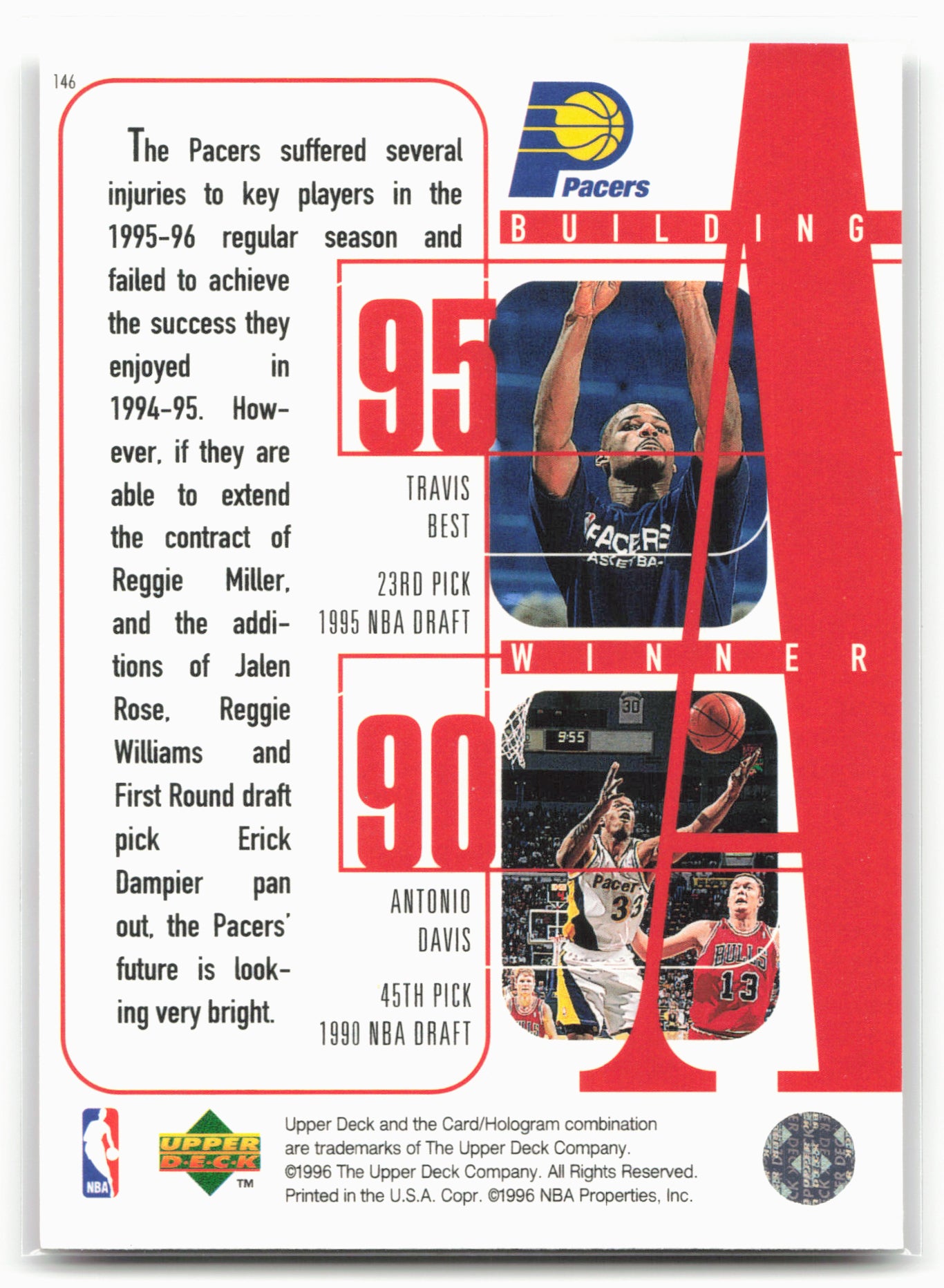 1996-97 Upper Deck #146 Reggie Miller / Dale Davis / Rik Smits / Travis Best