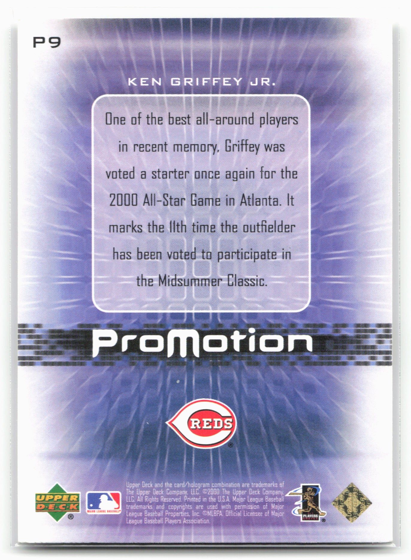 2000 Upper Deck Pros & Prospects #P9 Ken Griffey Jr. ProMotion