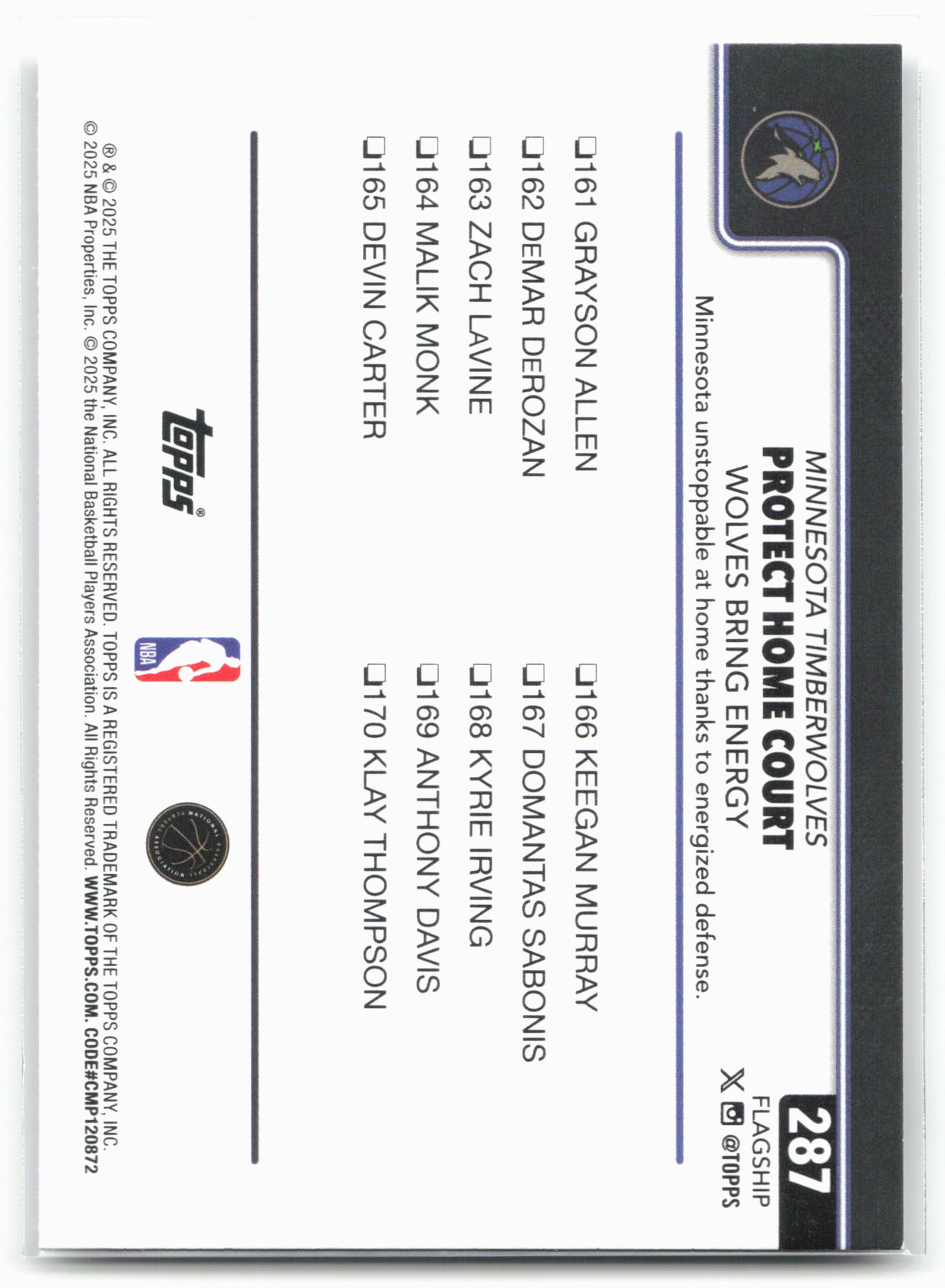 2025-26 Topps #287 Protect Home Court: Wolves Bring Energy