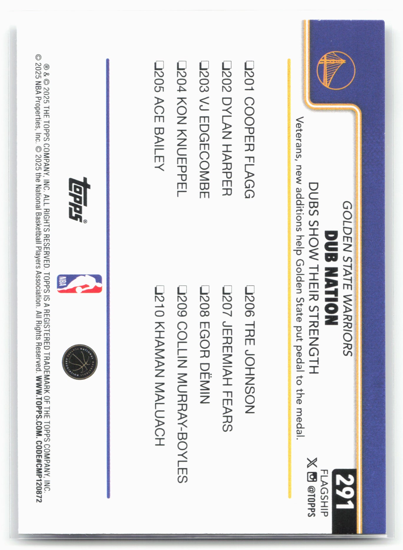 2025-26 Topps #291 Dubs Nation: Dubs Show Their Strength