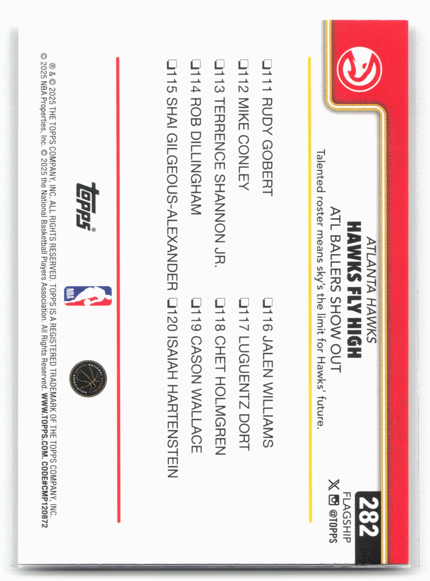 2025-26 Topps #282 Hawks Fly High: ATL Ballers Show Out