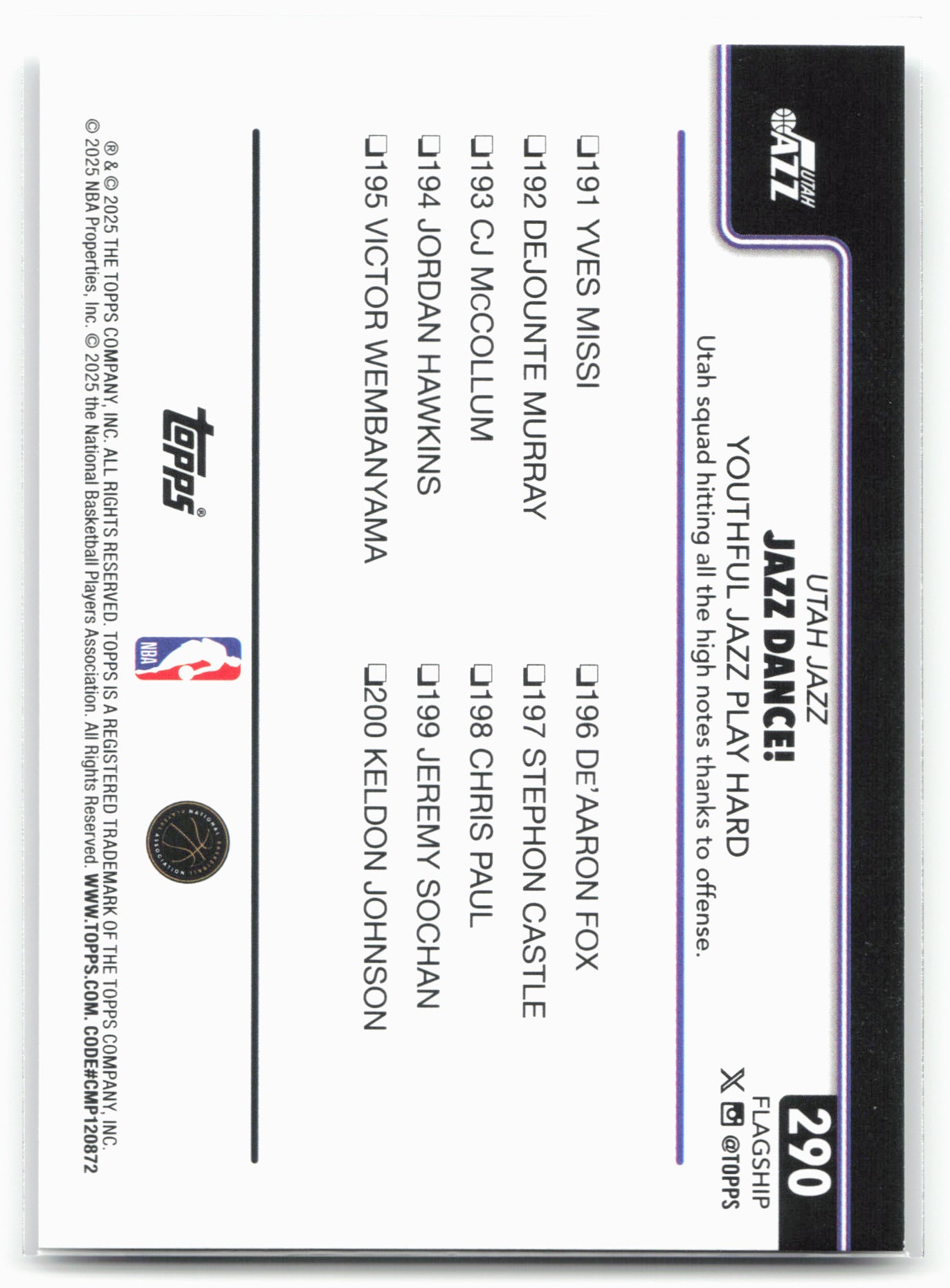 2025-26 Topps #290 Jazz Dance!: Youthful Jazz Play Hard
