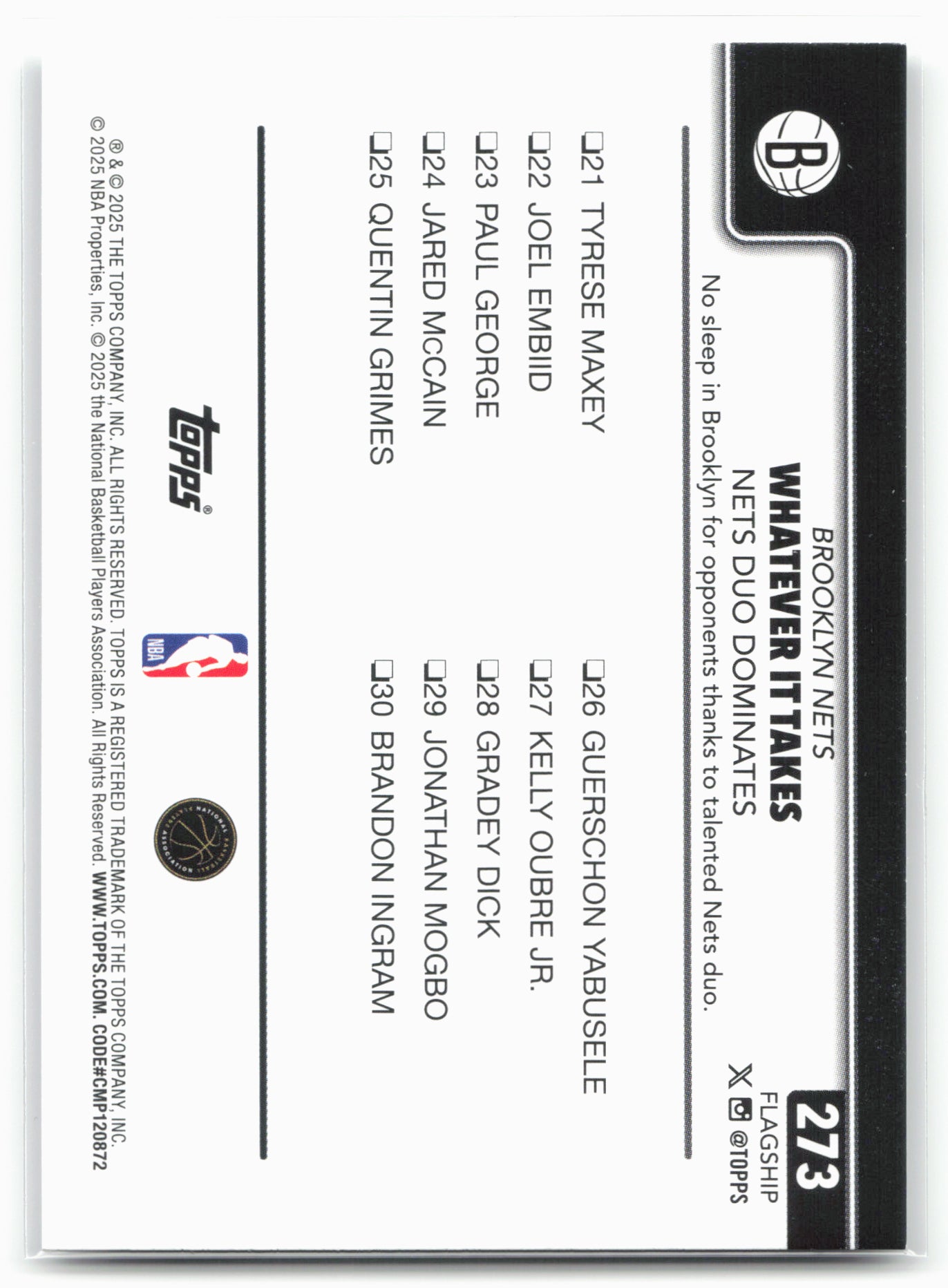 2025-26 Topps #273 Whatever It Takes: Nets Duo Dominates