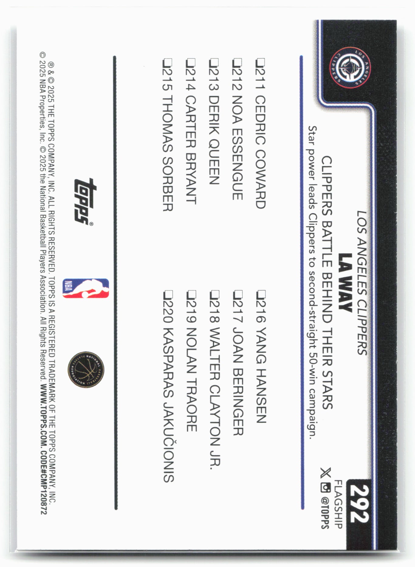 2025-26 Topps #292 LA Way: Clippers Battle Behind Their Stars