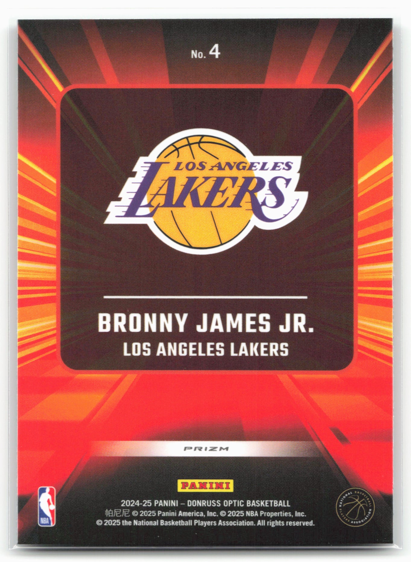 2024-25 Donruss Optic #4 Bronny James Jr. Express Lane Purple