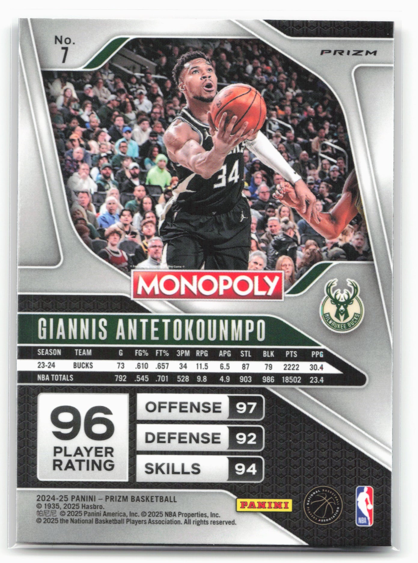 2024-25 Panini Prizm Monopoly #7 Giannis Antetokounmpo Red Prizms