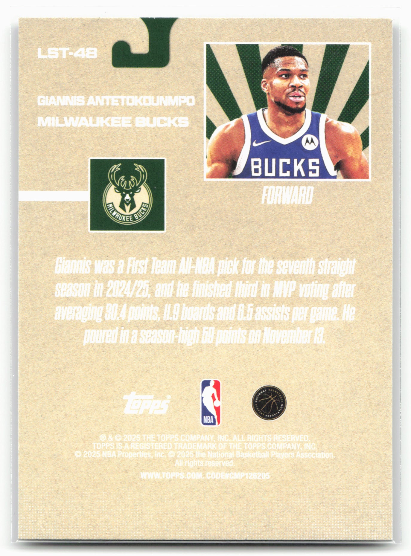2025-26 Topps #LST-48 Giannis Antetokounmpo Limited Stock Legends
