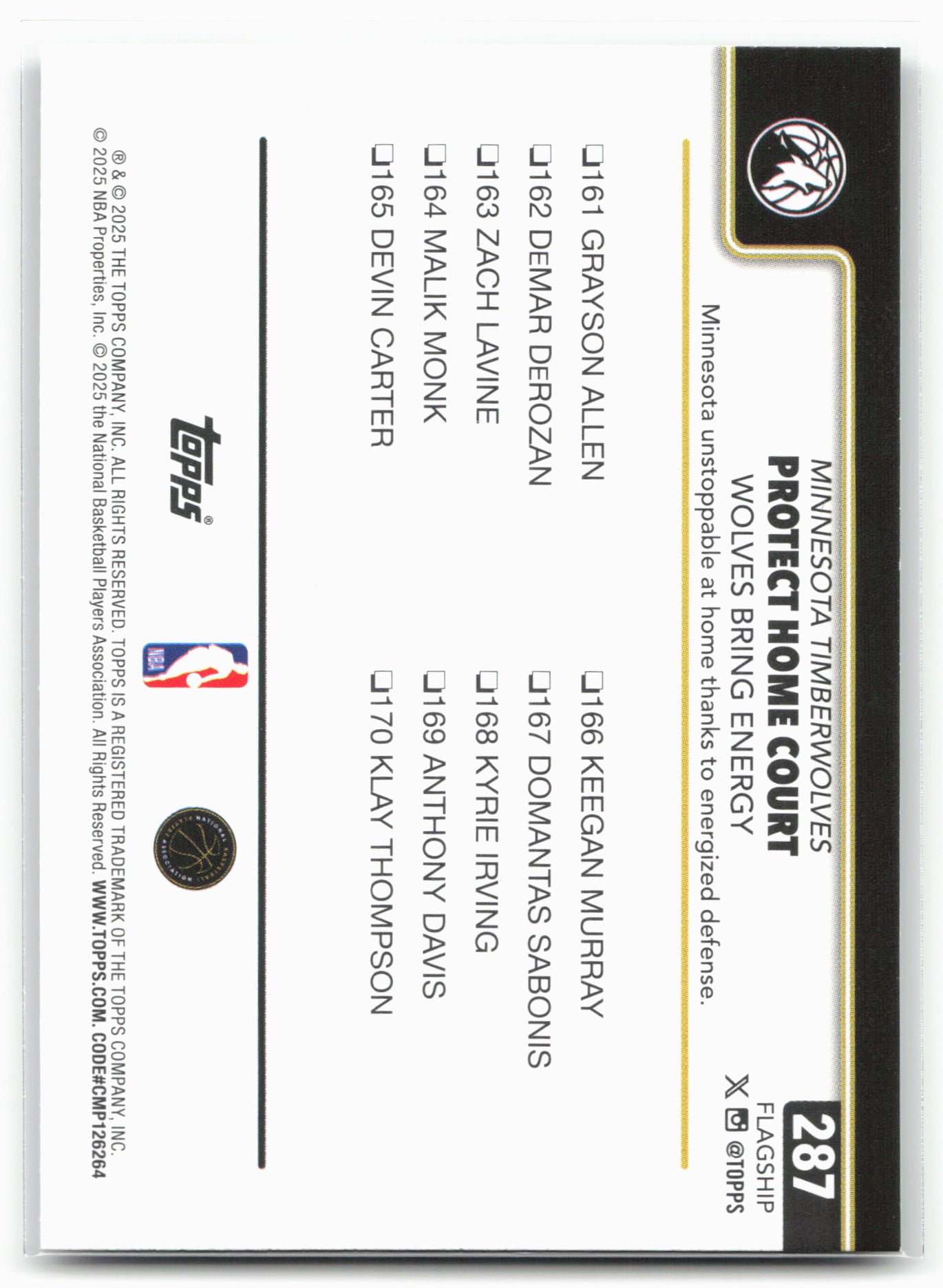 2025-26 Topps #287 Protect Home Court: Wolves Bring Energy Blackout