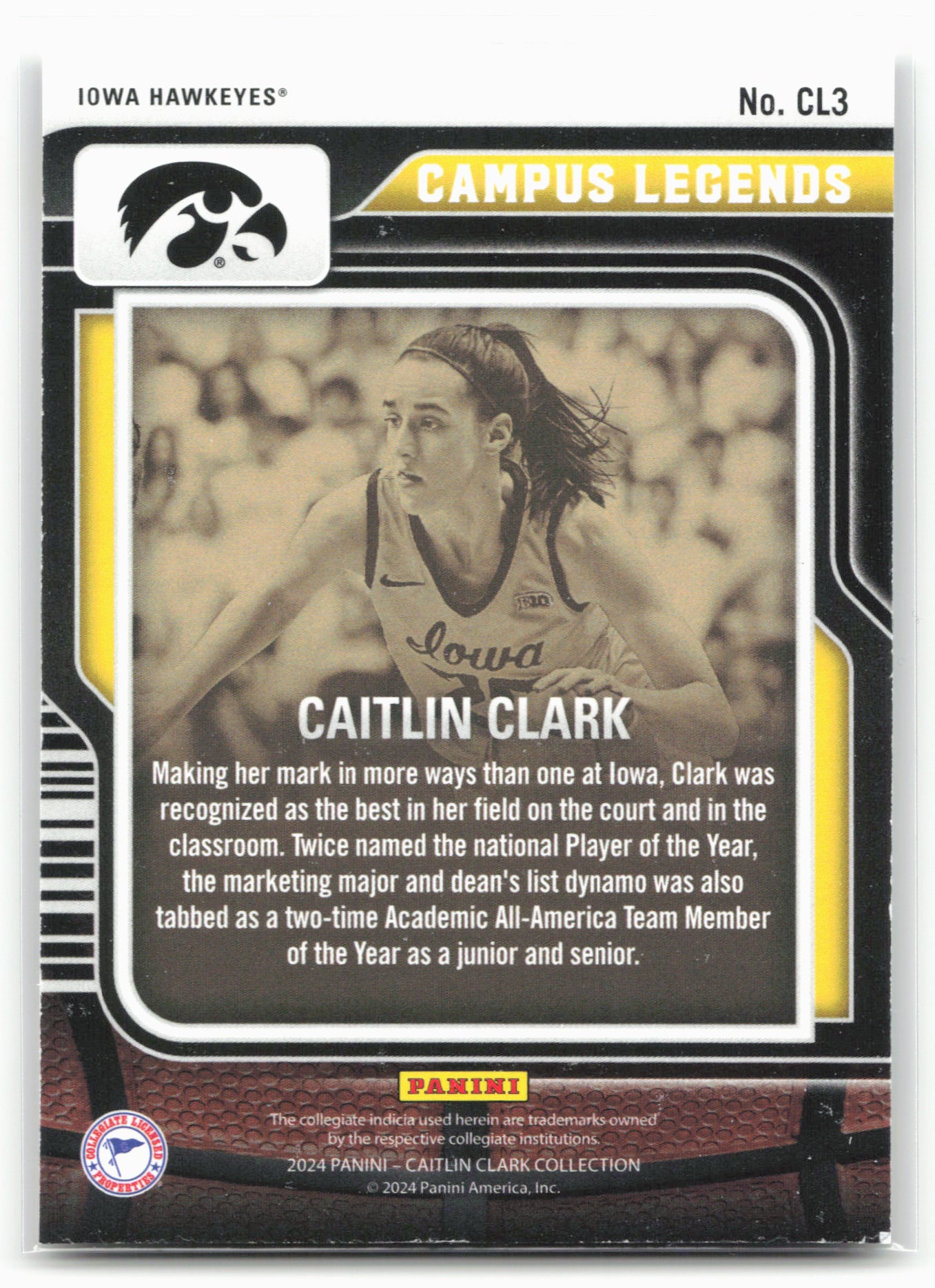 2024 Panini Caitlin Clark Collection #CL3 Caitlin Clark Campus Legends