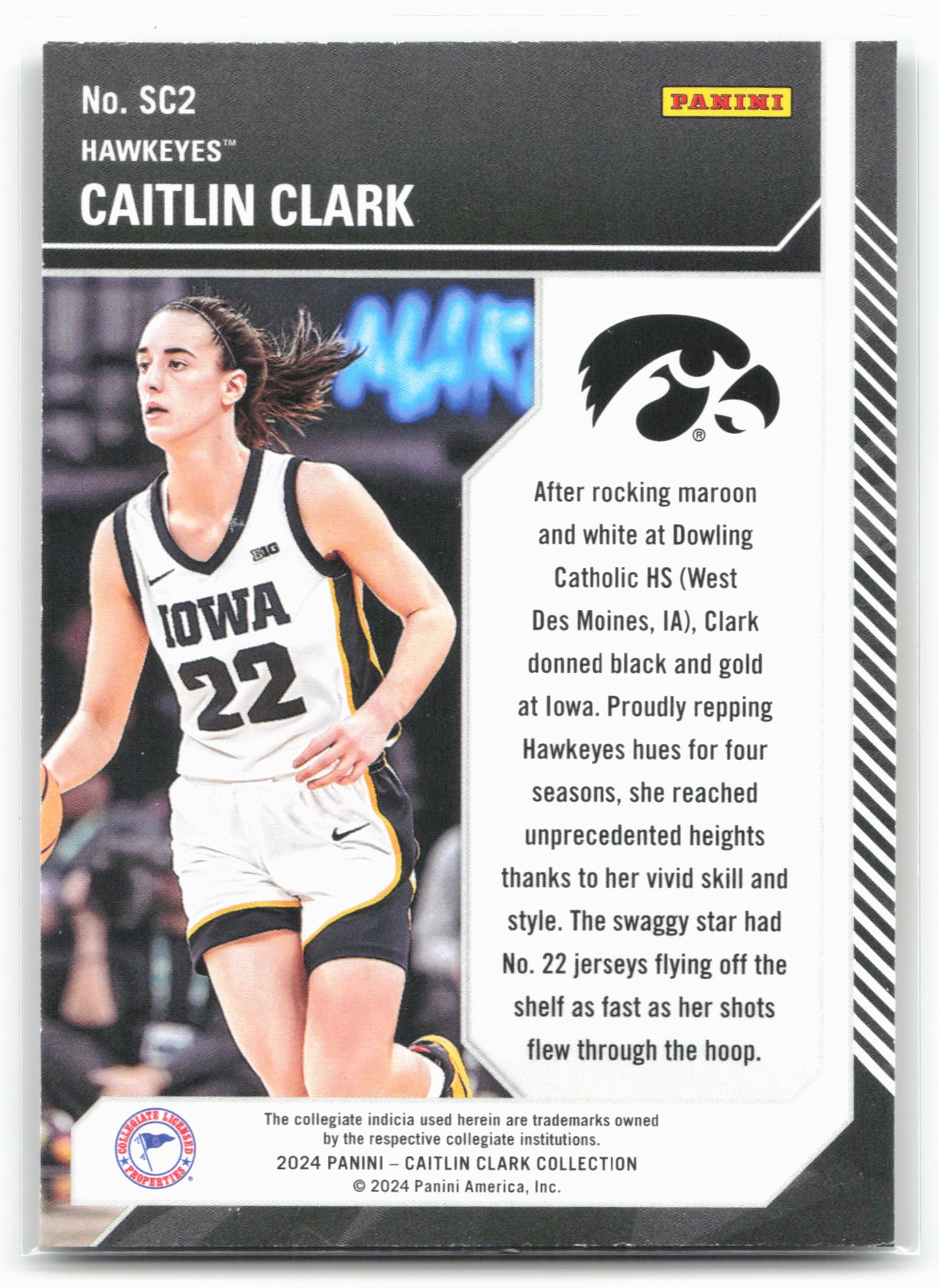 2024 Panini Caitlin Clark Collection #SC2 Caitlin Clark School Colors