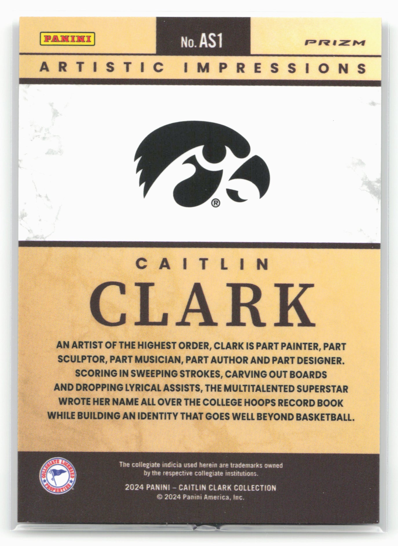 2024 Panini Caitlin Clark Collection #AS1 Caitlin Clark Artistic Selections