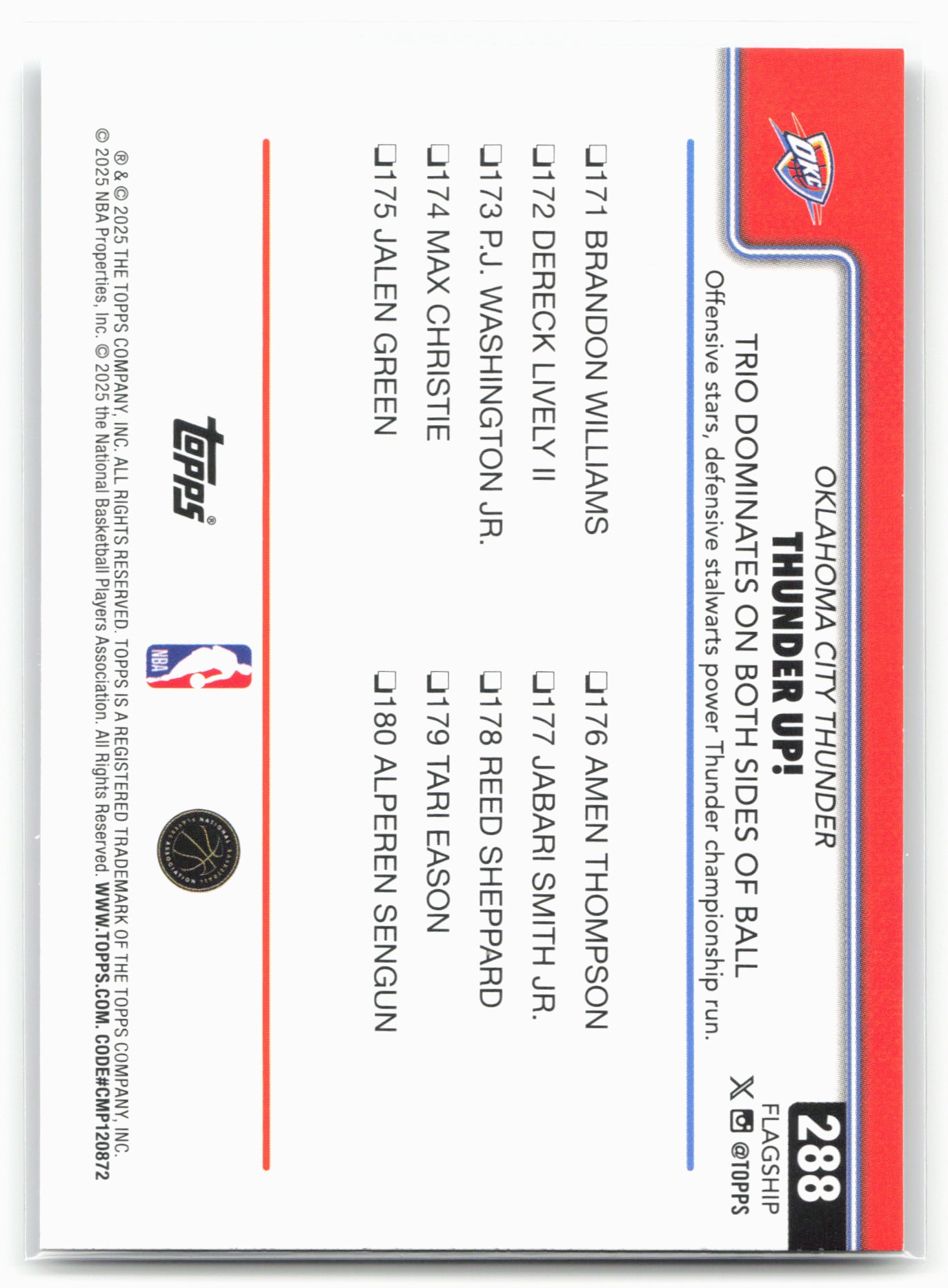 2025-26 Topps #288 Thunder Up!: Trio Dominates Crackleboard 24296