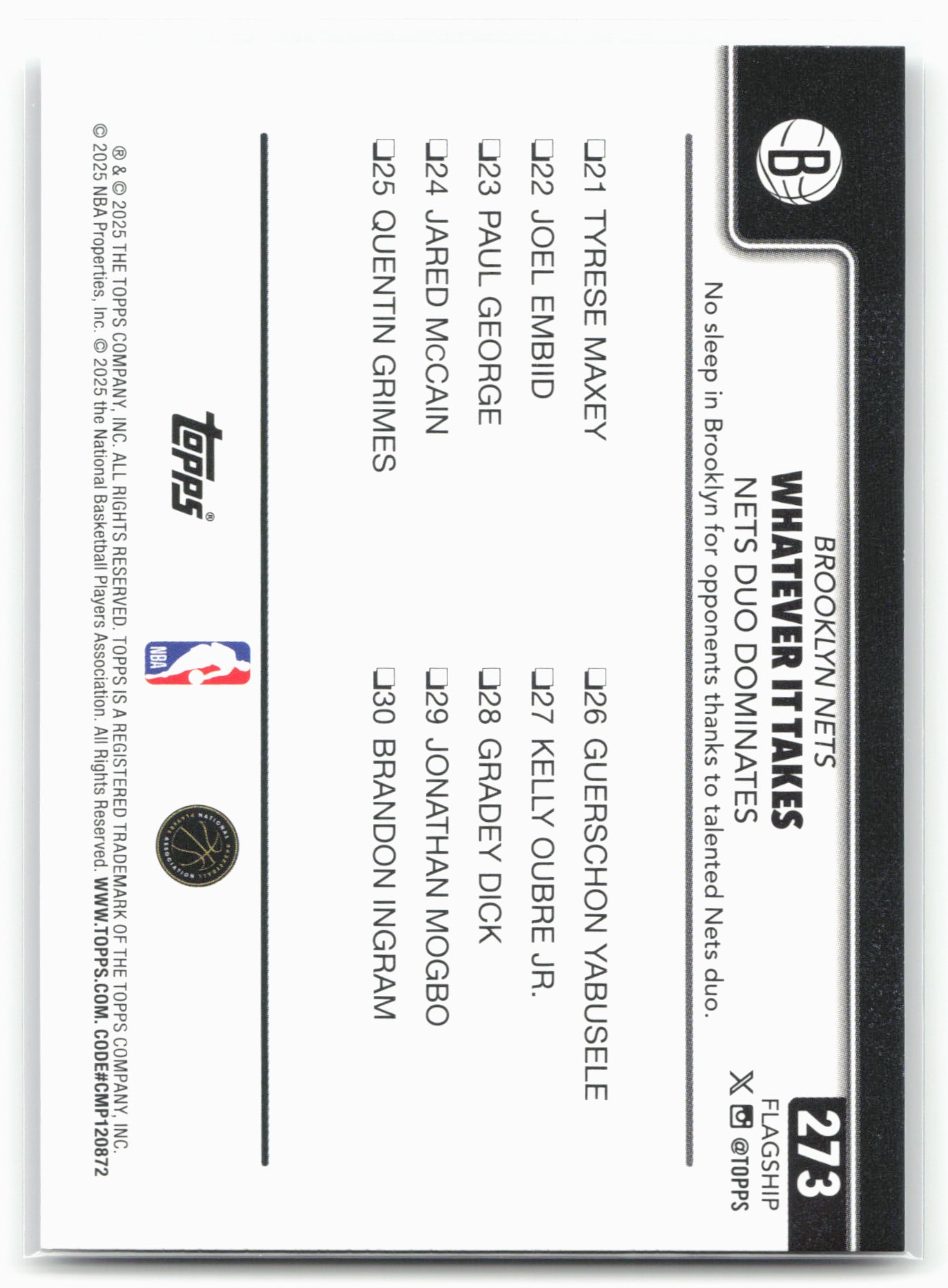 2025-26 Topps #273 Whatever It Takes: Nets Duo Dominates Crackleboard 24311