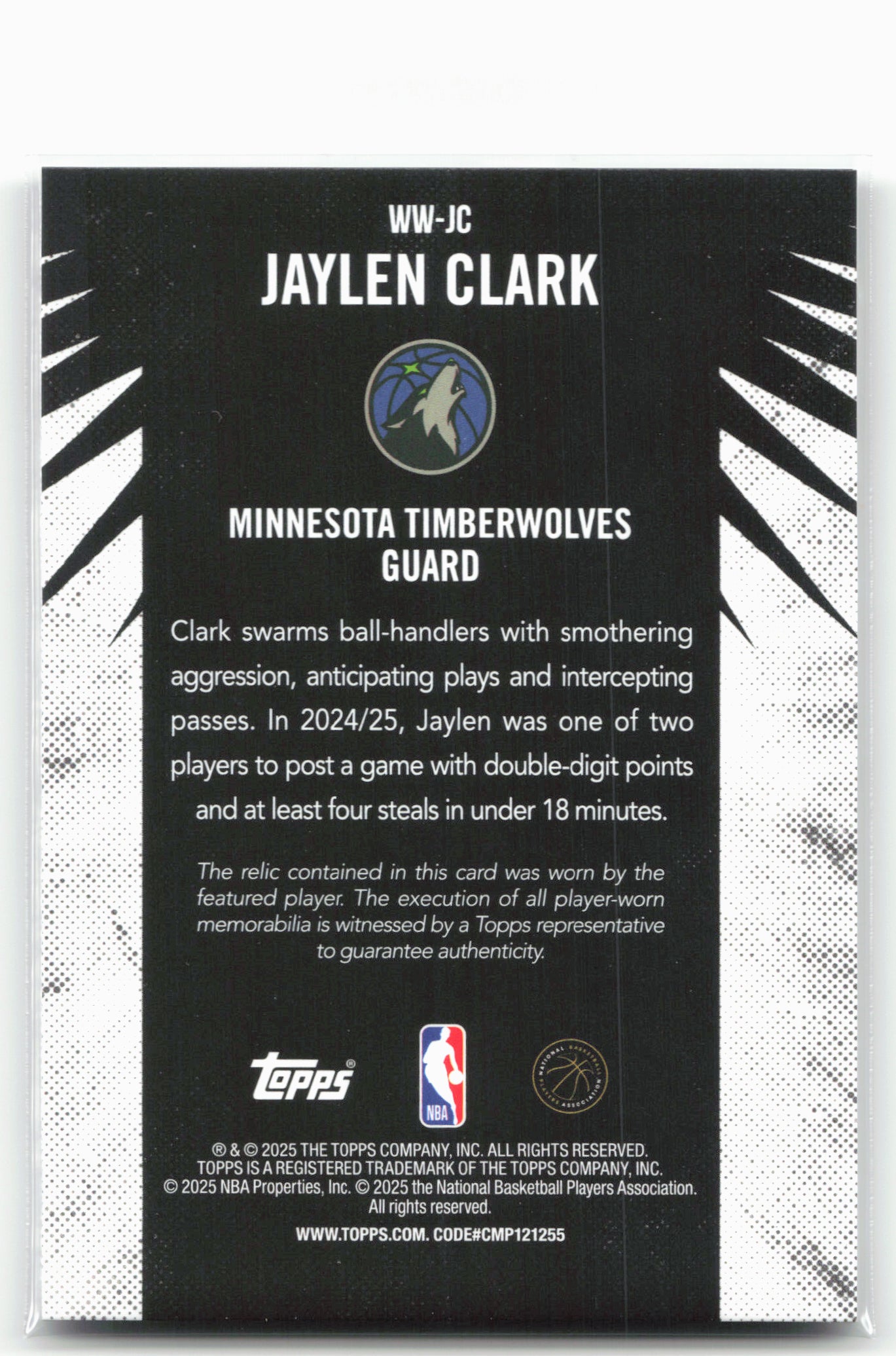 2025-26 Topps #WW-JC Jaylen Clark Woven Wonders Relics