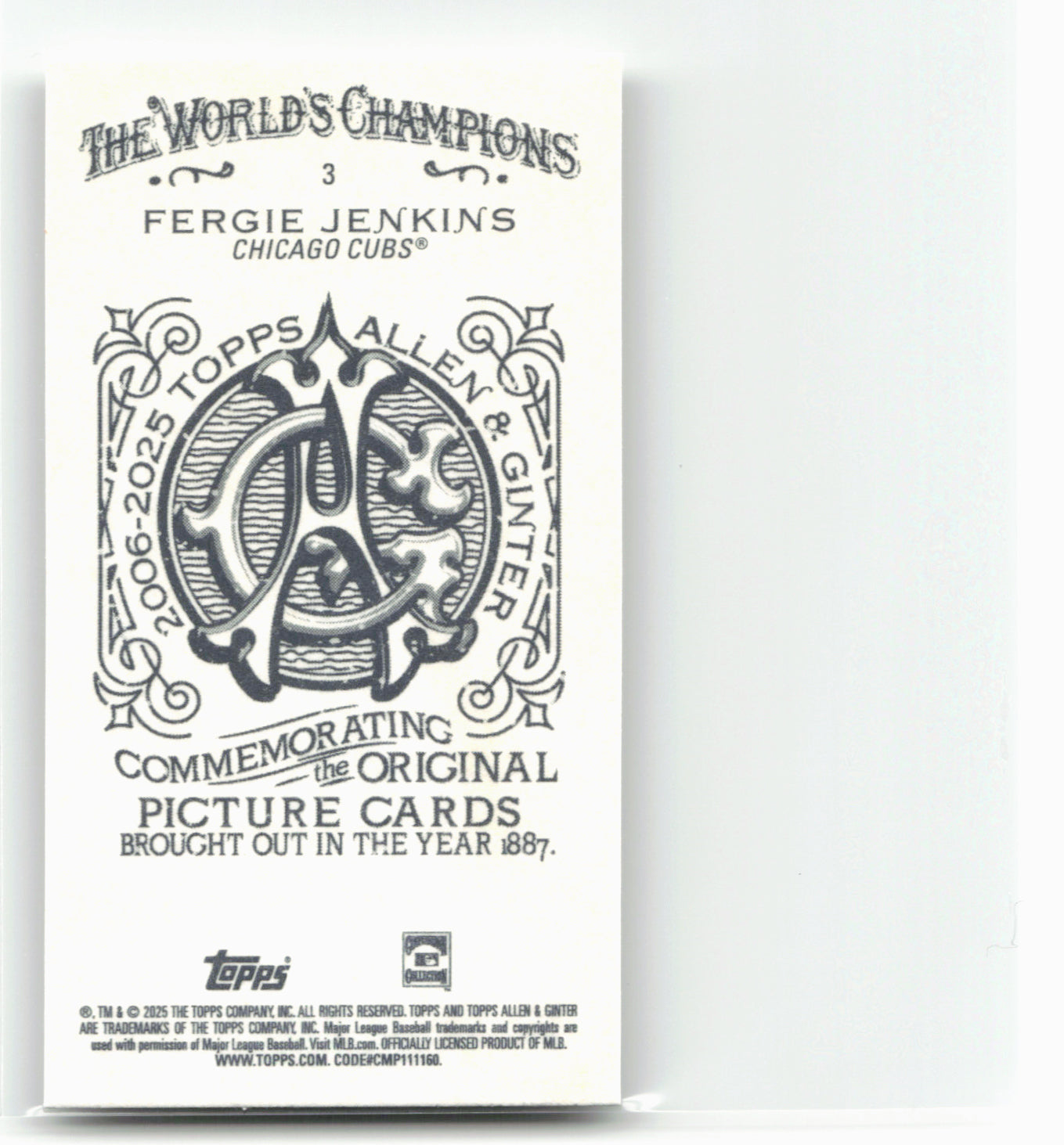 2025 Topps Allen & Ginter #3 Fergie Jenkins Mini Allen & Ginter Back