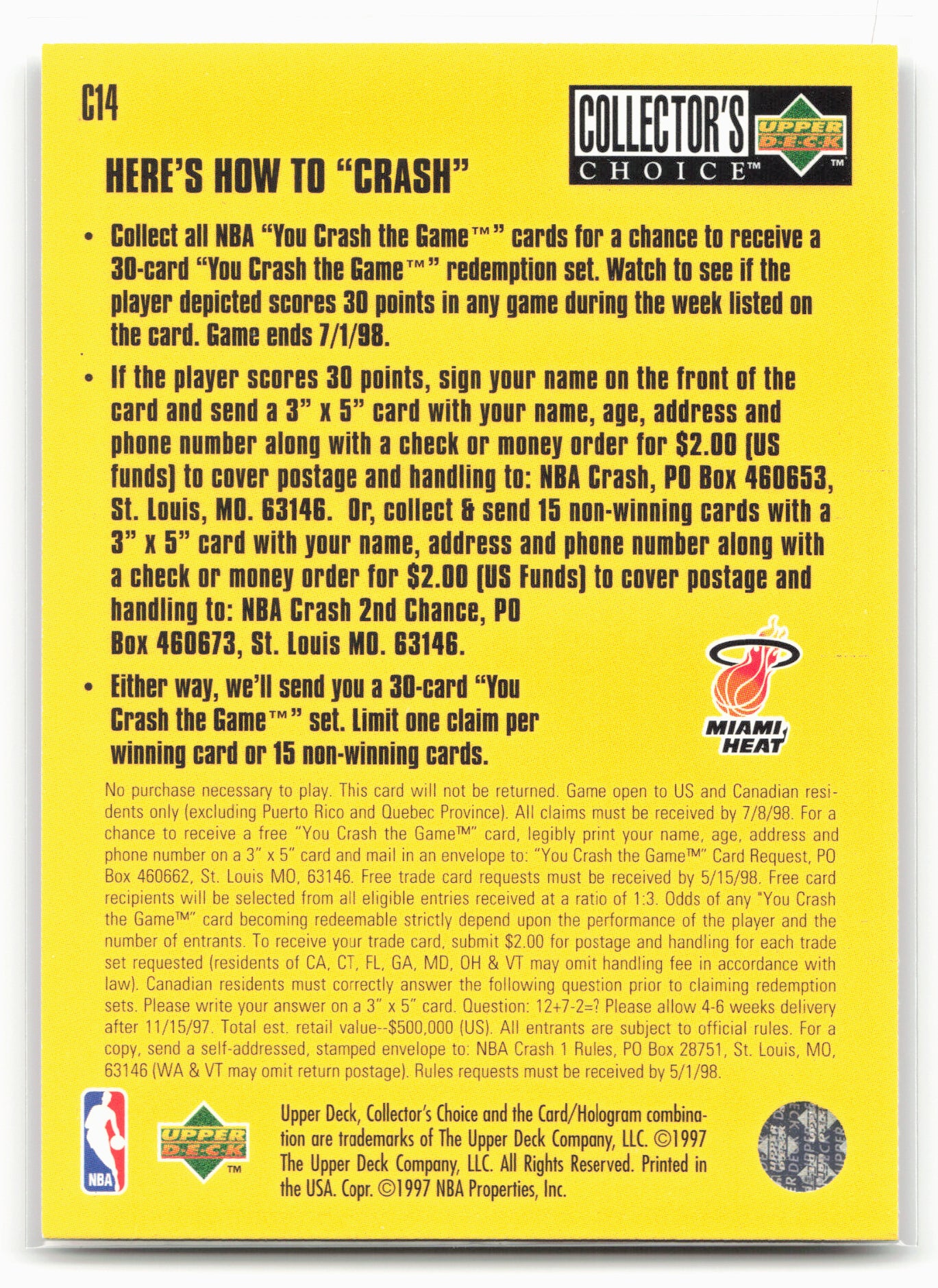 1997-98 Collector's Choice #C14b Tim Hardaway You Crash the Game Scoring