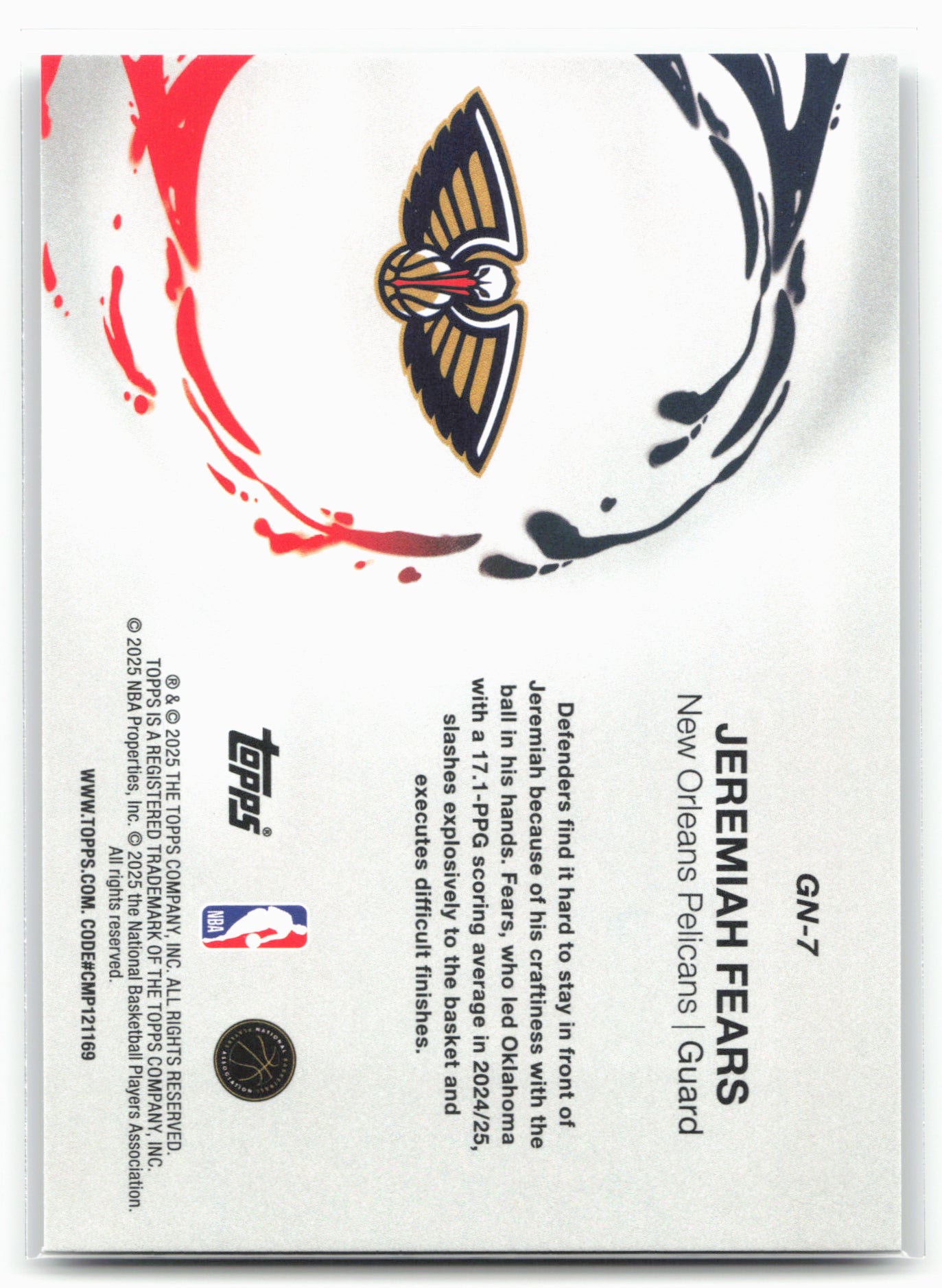 2025-26 Topps #GN-7 Jeremiah Fears Generation Now Holo Foil 25018