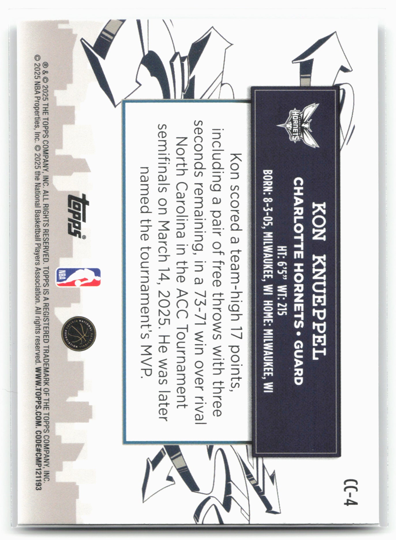 2025-26 Topps #CC-4 Kon Knueppel Clutch City Prospects Holo Foil 25039