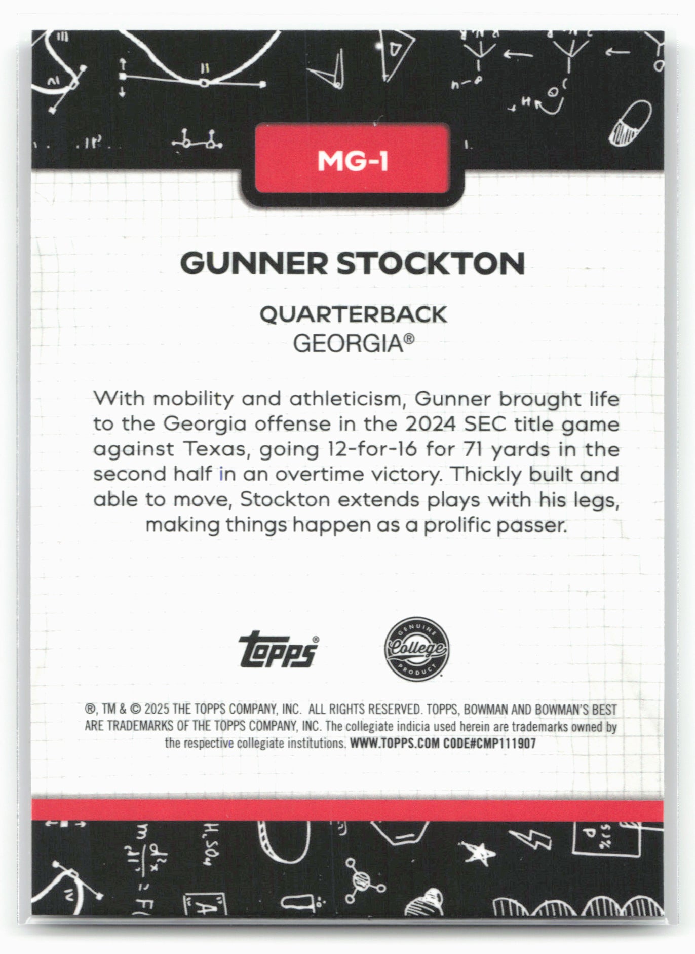 2025 Bowman University Best #MG-1 Gunner Stockton Making The Grade 25238