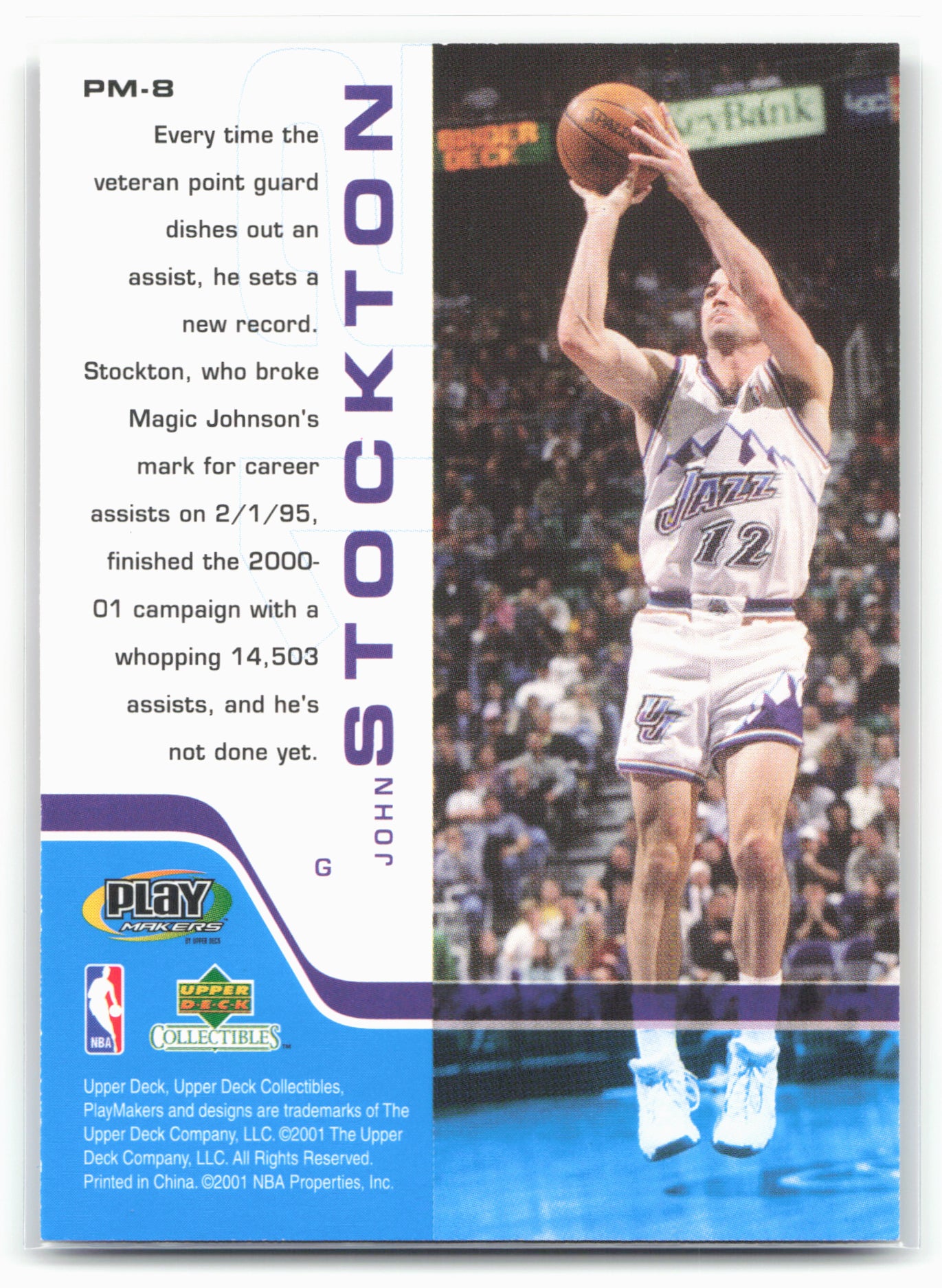 2001-02 Upper Deck Collectibles NBA PlayMakers Series 2 #PM-8 John Stockton