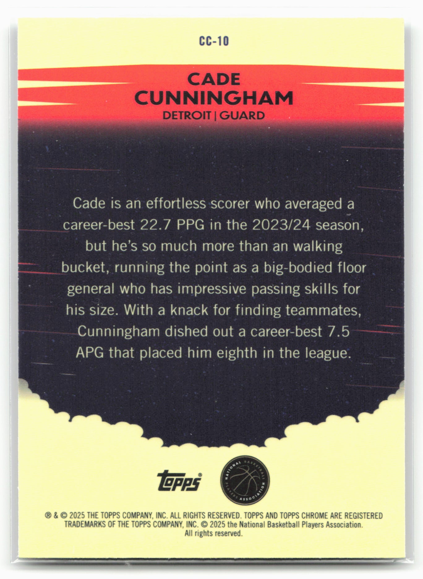 2024-25 Topps Chrome #CC-10 Cade Cunningham Countdown Complete 25523