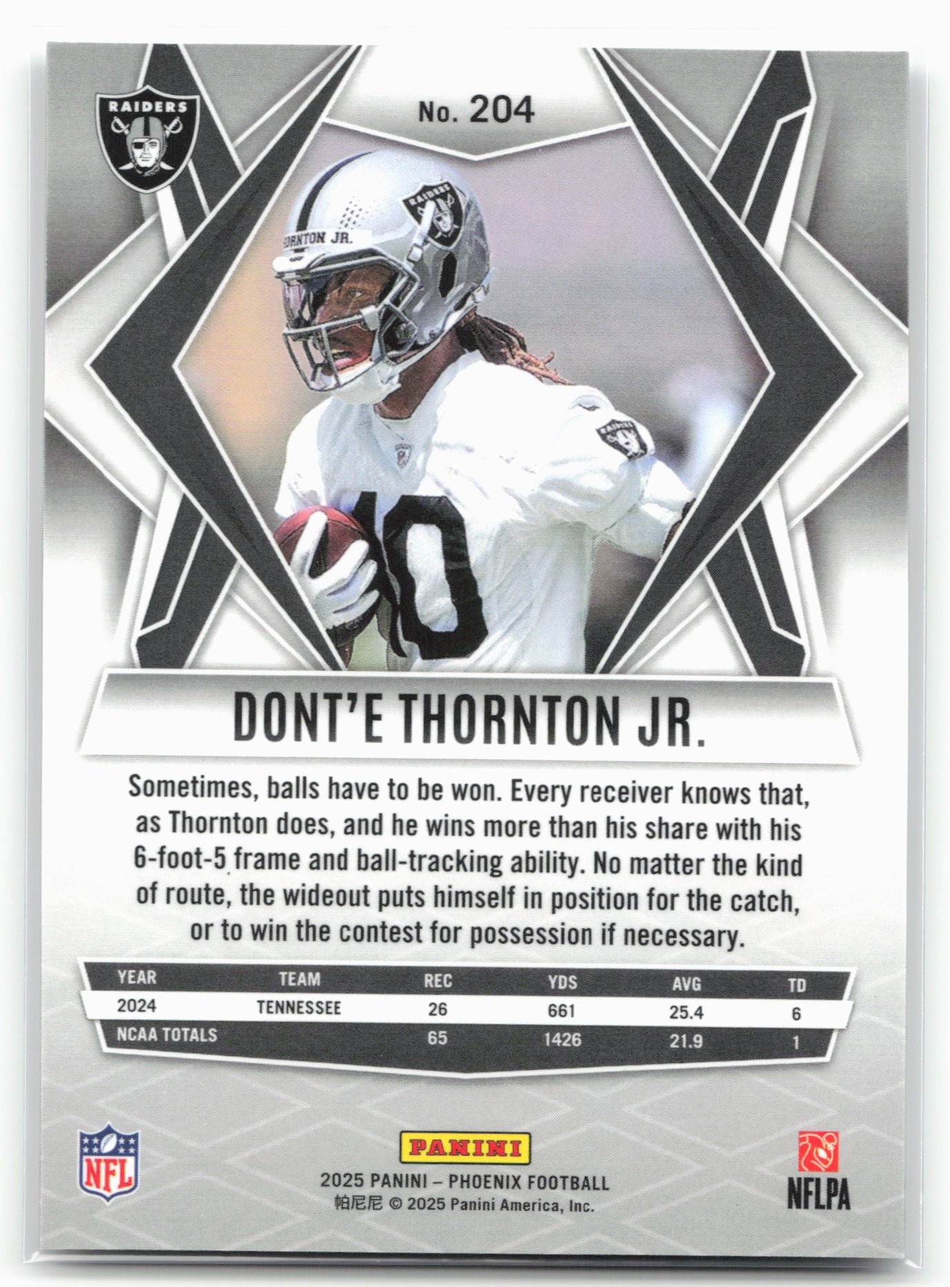 2025 Panini Phoenix #204 Dont'e Thornton Jr. Silver Prizm 25857